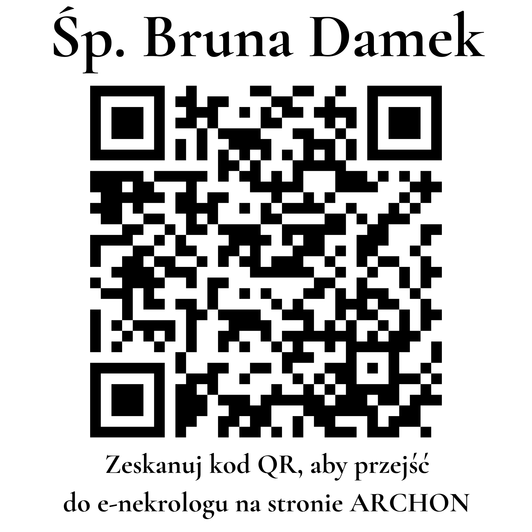 Kod QR do nekrologu Bruna Damek