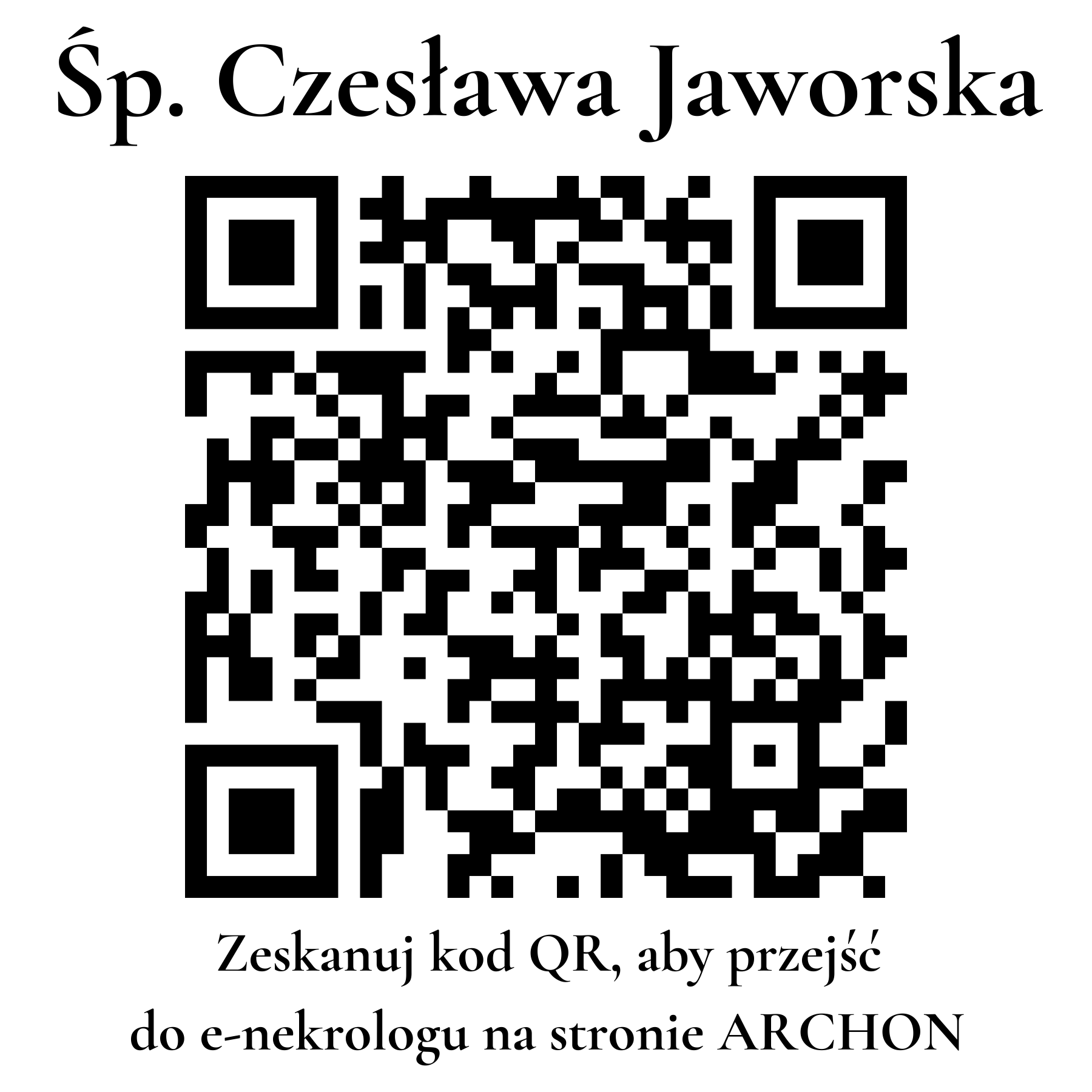 Kod QR do nekrologu Czesława Jaworska