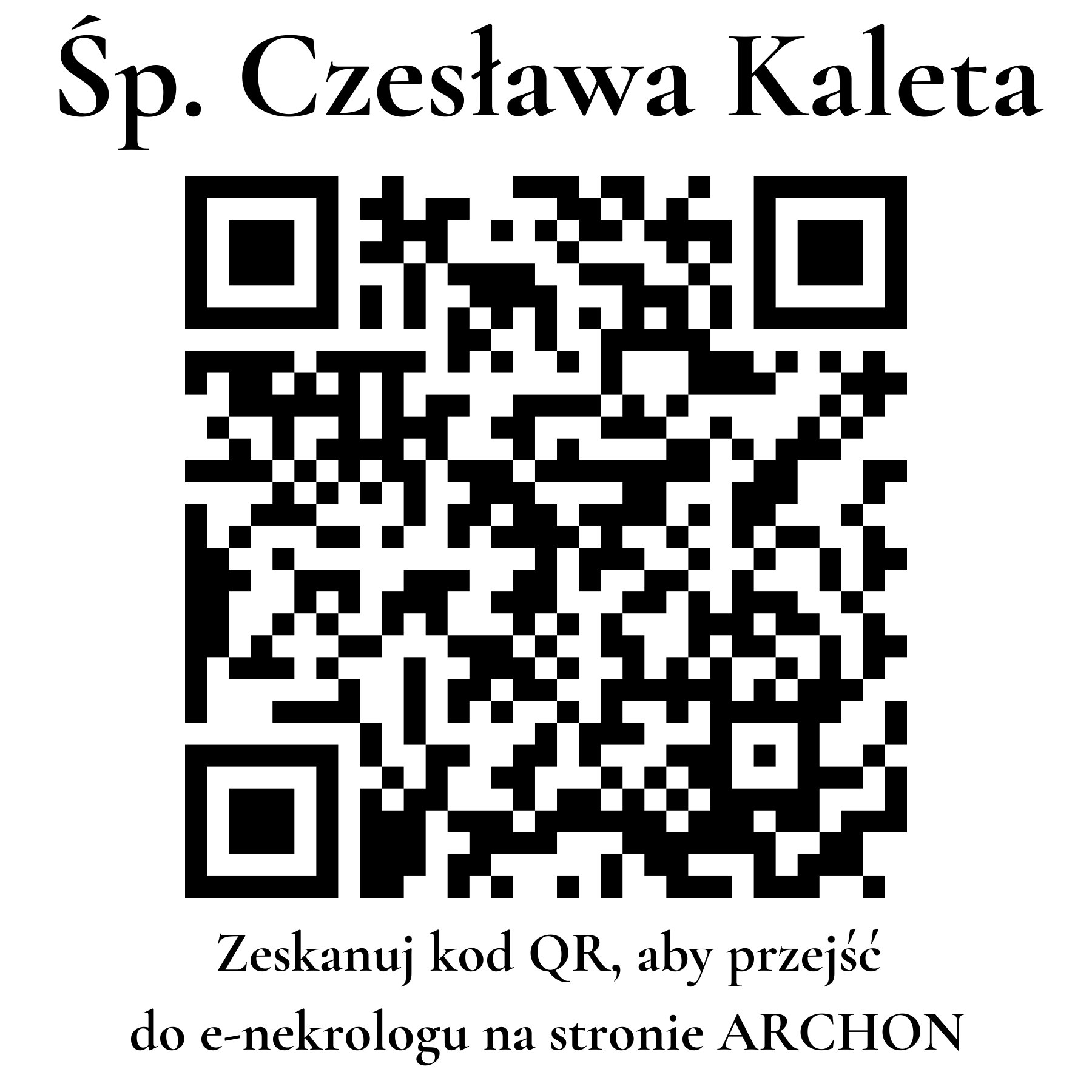 Kod QR do nekrologu Czesława Kaleta