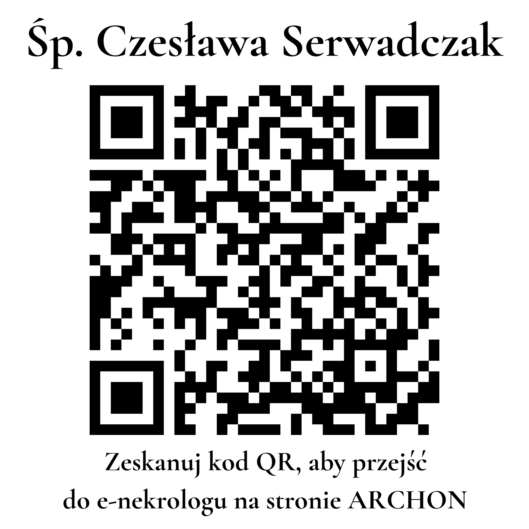 Kod QR do nekrologu Czesława Serwadczak