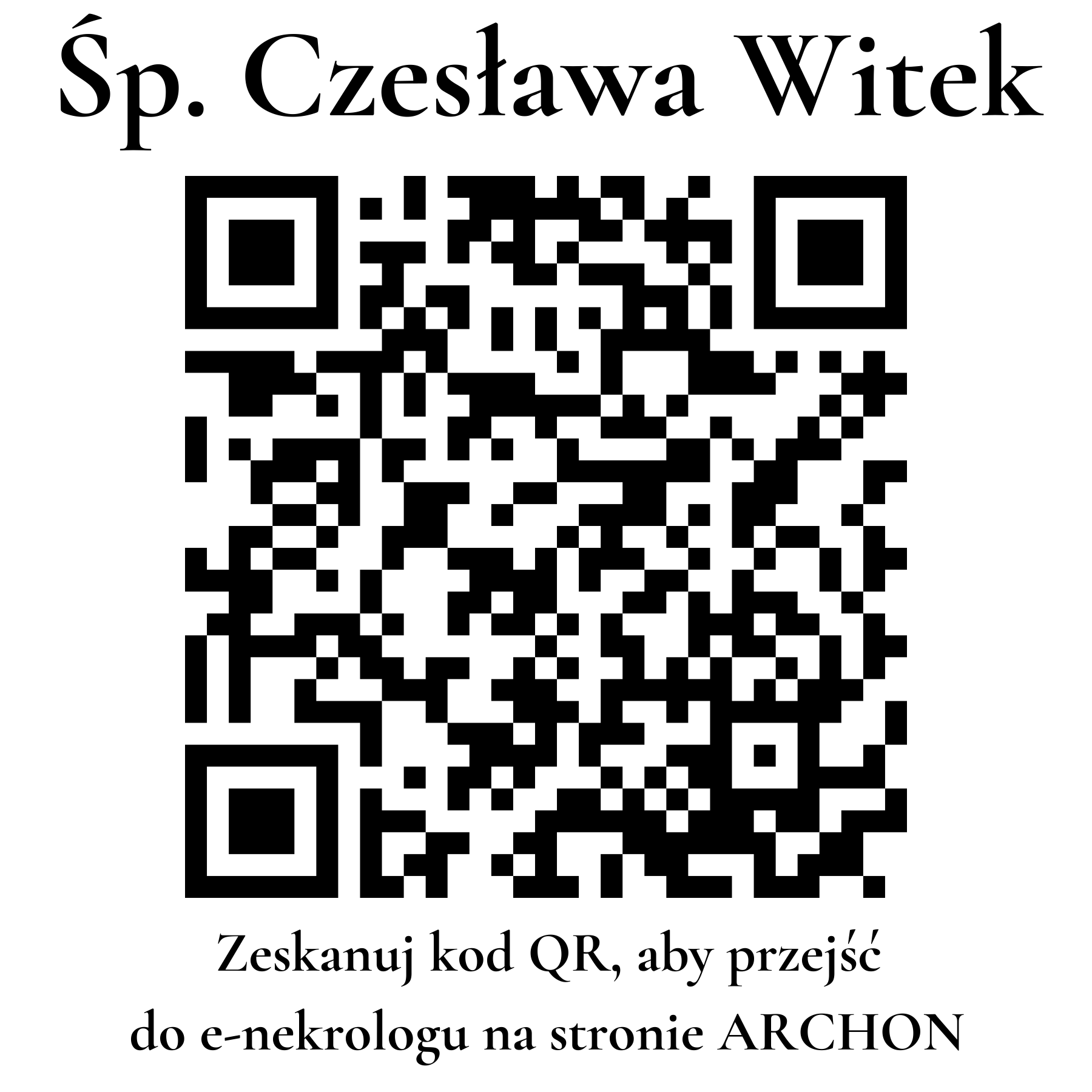 Kod QR do nekrologu Czesława Witek