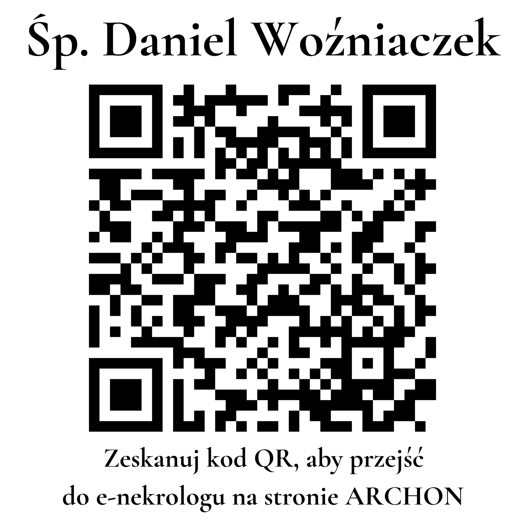 Kod QR do nekrologu Daniel Woźniaczek