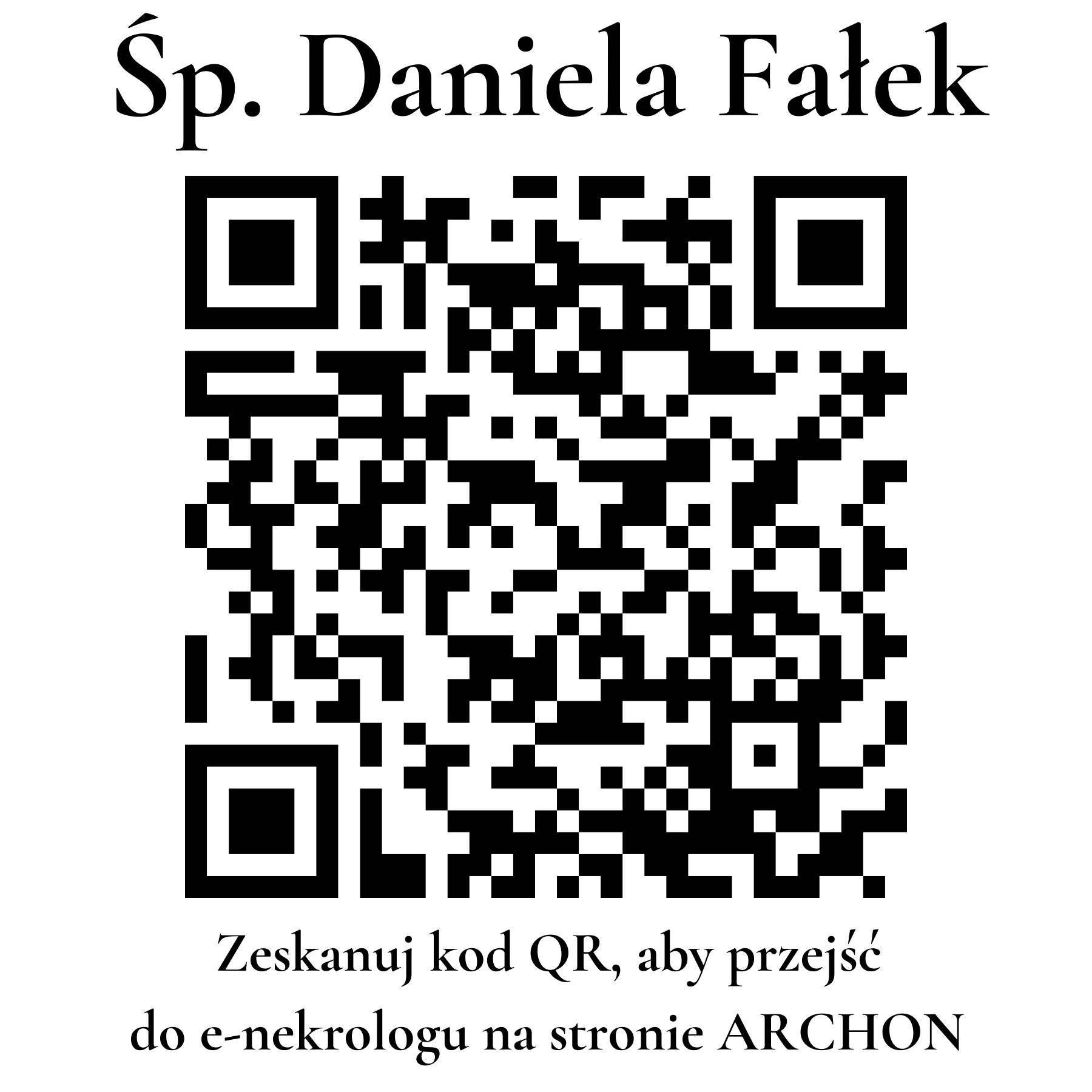 Kod QR do nekrologu Daniela Fałek