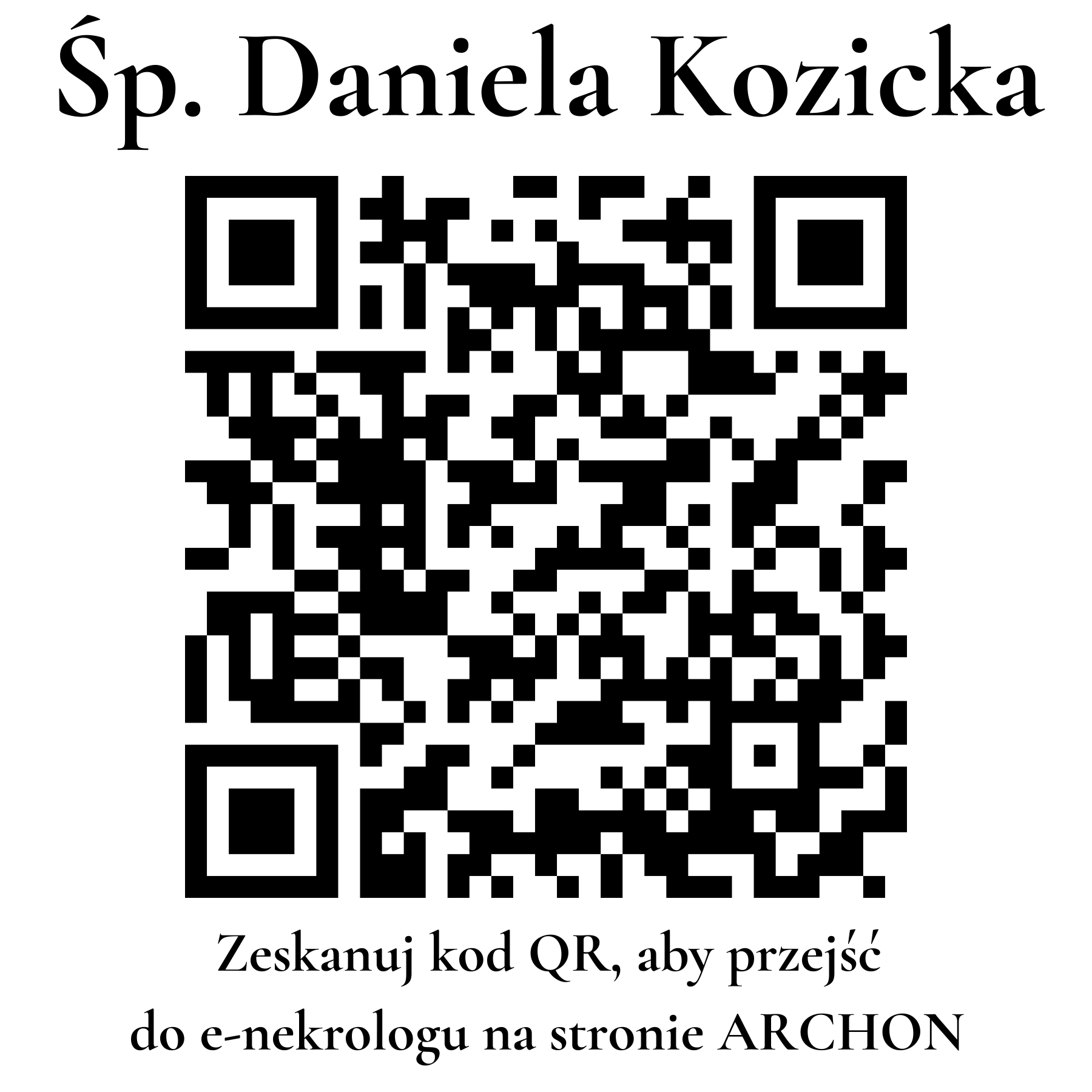 Kod QR do nekrologu Daniela Kozicka
