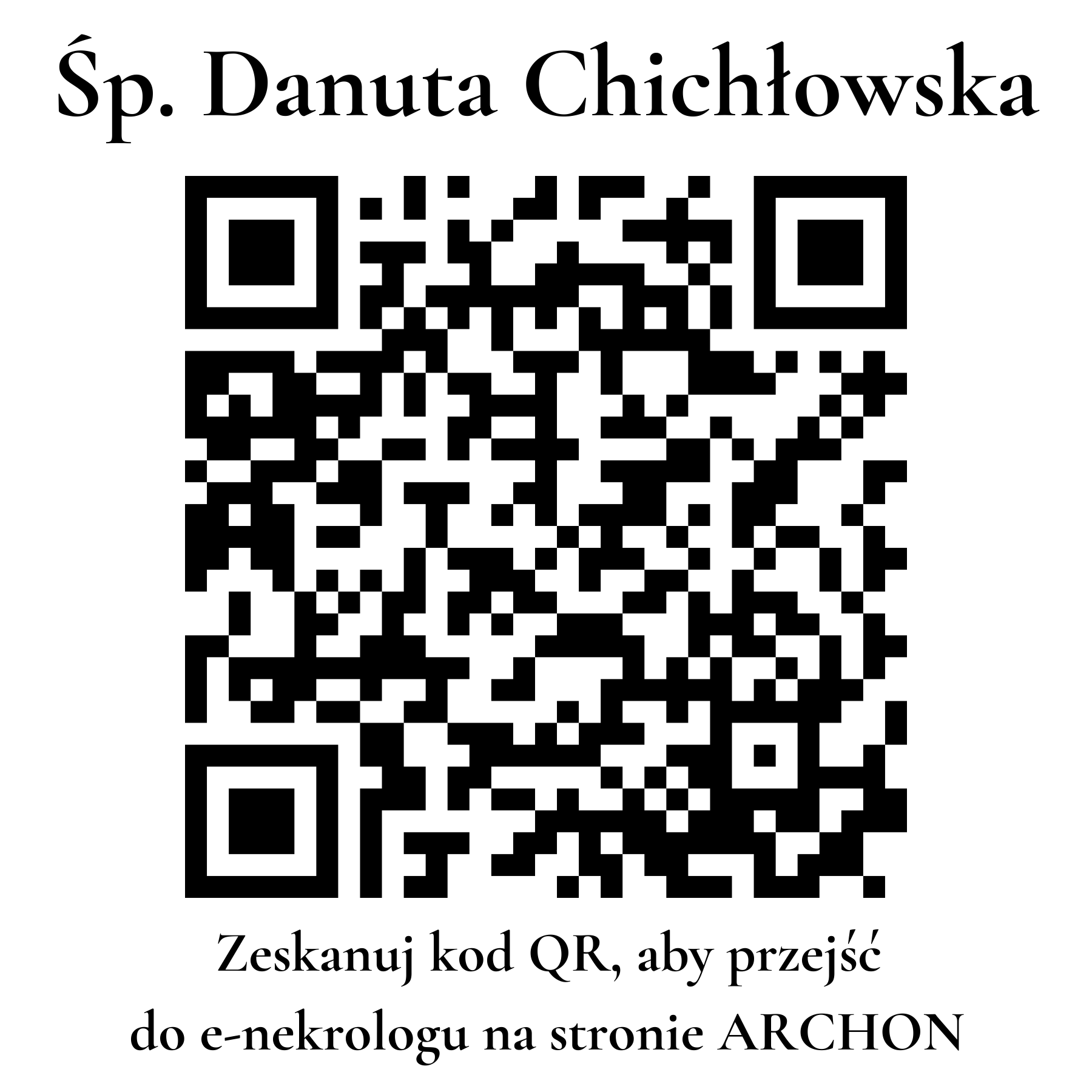 Kod QR do nekrologu Danuta Chichłowska