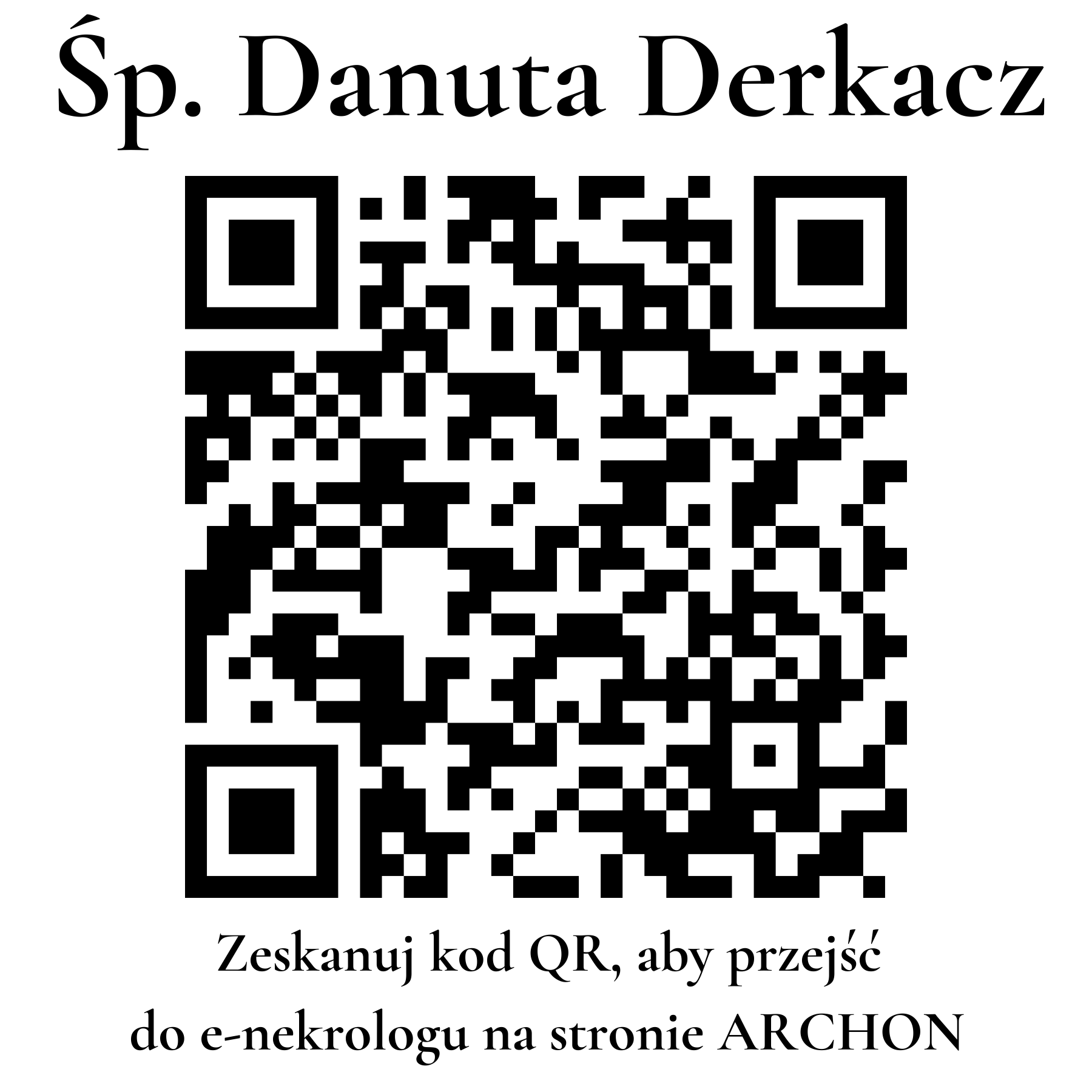 Kod QR do nekrologu Danuta Derkacz Kod QR do nekrologu Danuta Derkacz