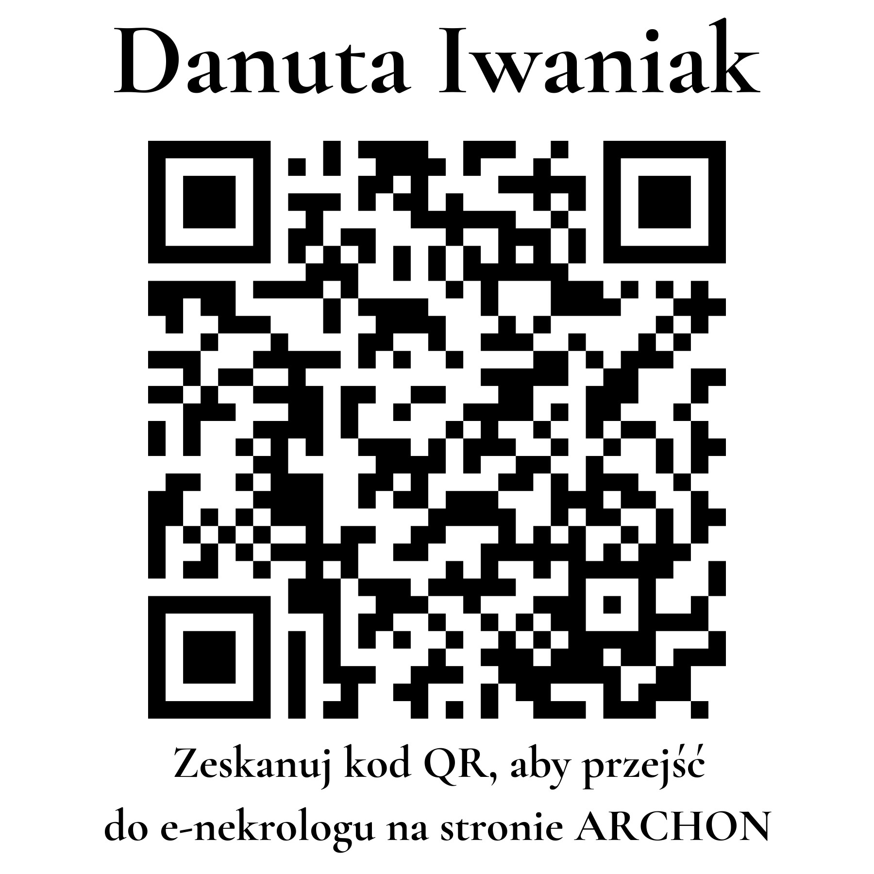 Kod QR do nekrologu Danuta Iwaniak