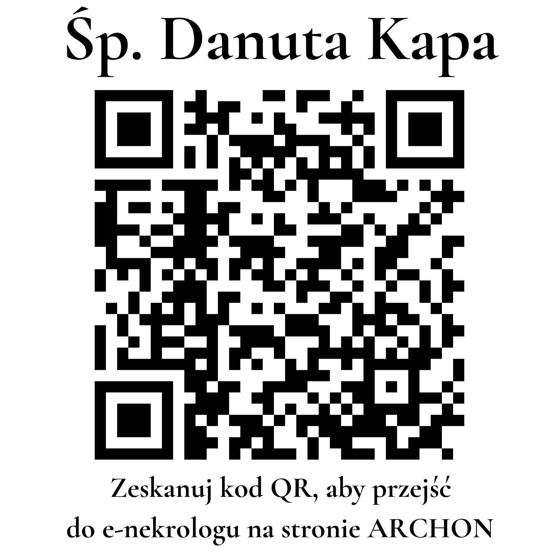 Kod QR do nekrologu Danuta Kapa