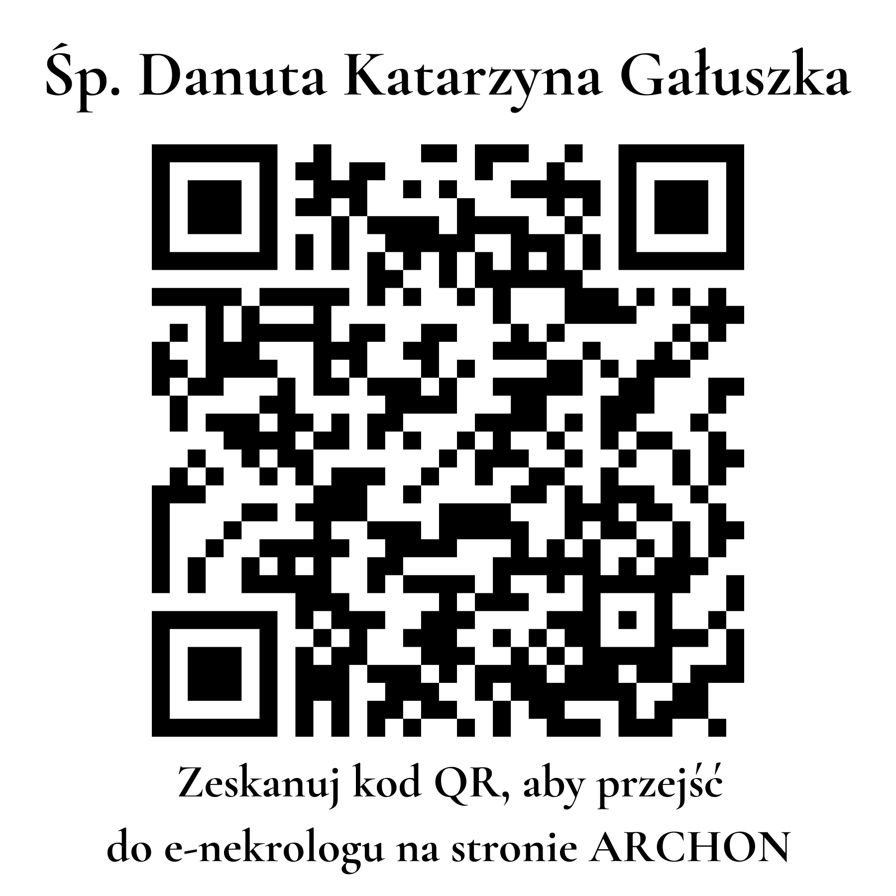 Kod QR do nekrologu Danuta Katarzyna Gałuszka