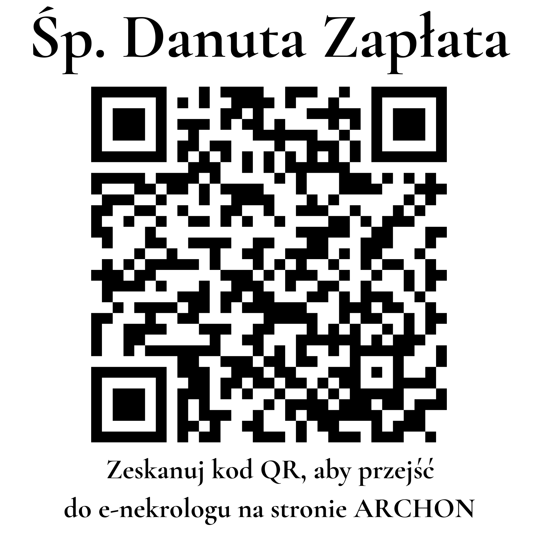 Kod QR do nekrologu Danuta Zapłata