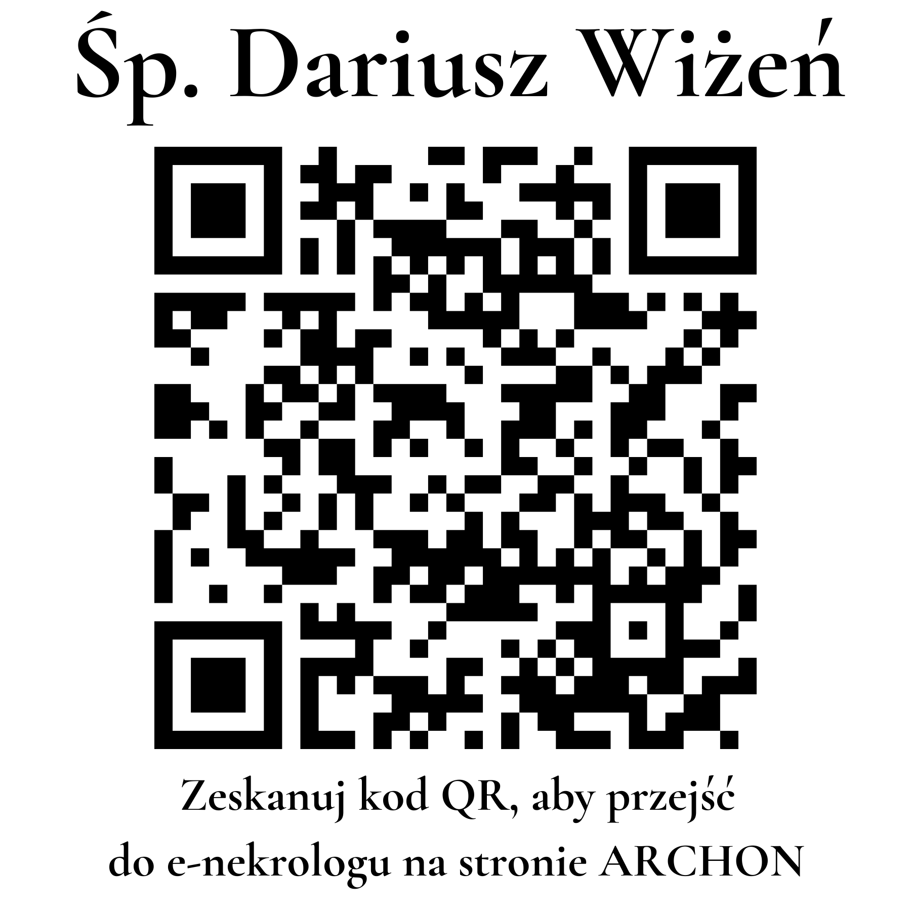 Kod QR do nekrologu Dariusz Wiżeń
