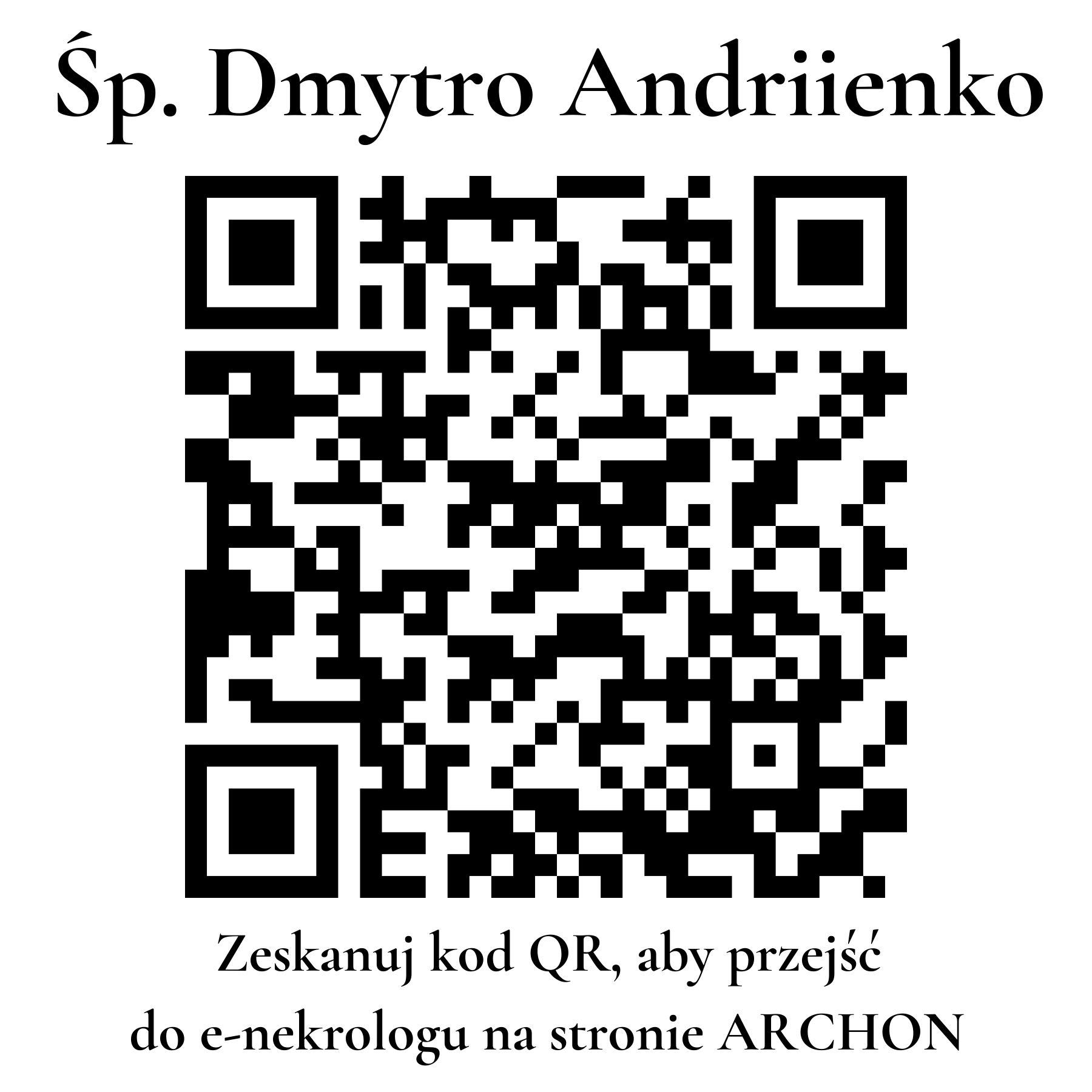 Kod QR do nekrologu Dmytro Andriienko