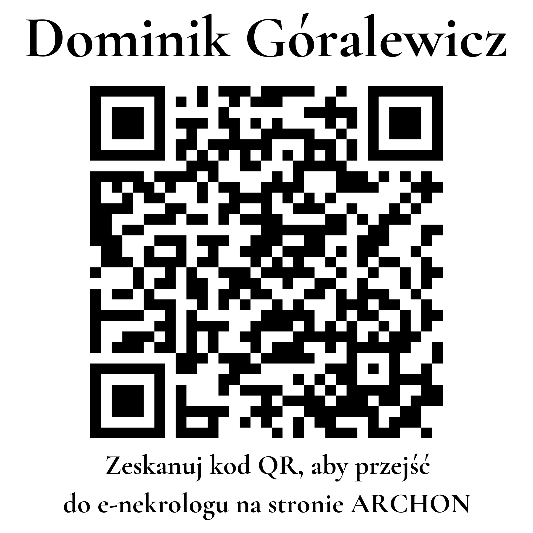 Kod QR do nekrologu Dominik Góralewicz