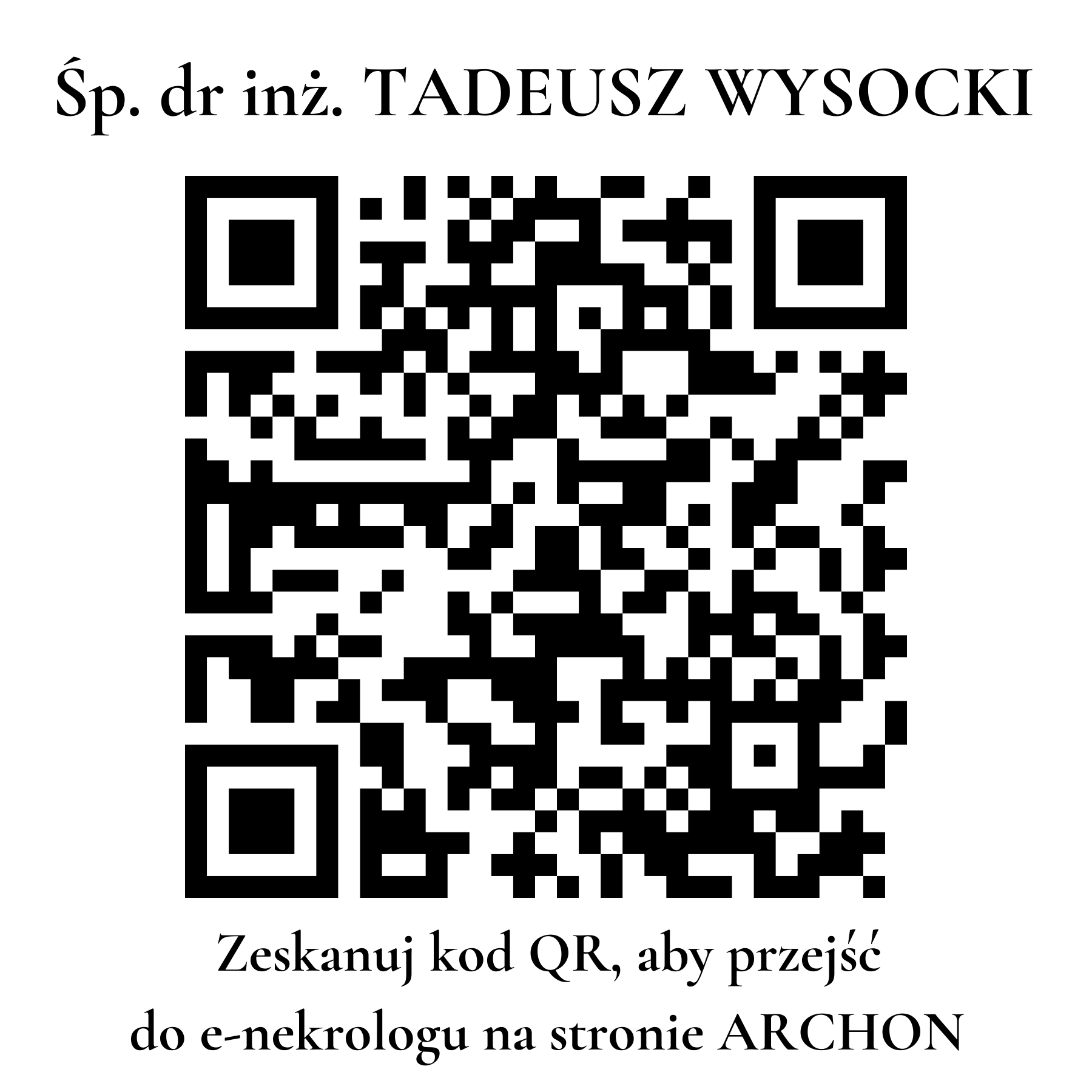 Kod QR do nekrologu dr inż. TADEUSZ WYSOCKI
