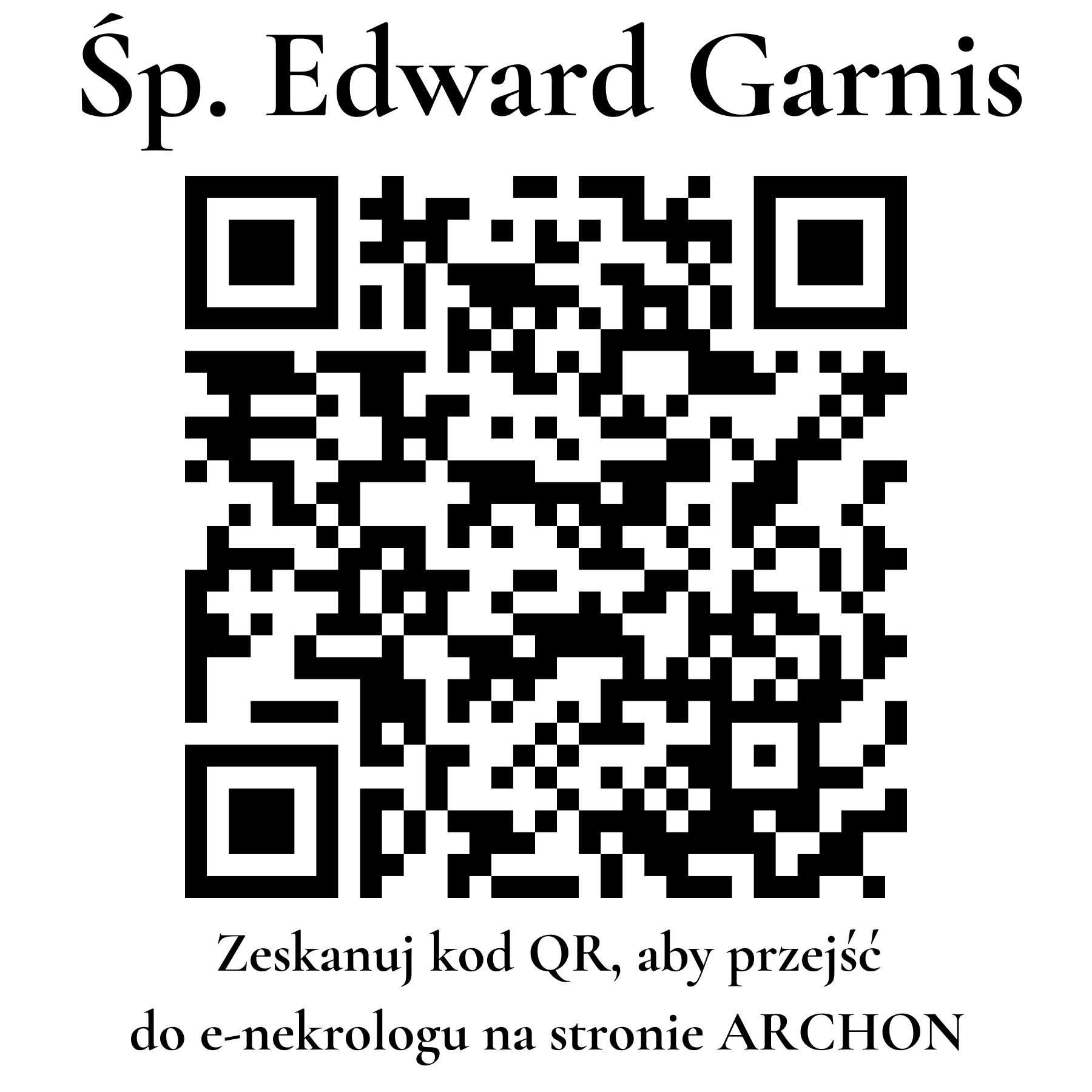 Kod QR do nekrologu Edward Garnis