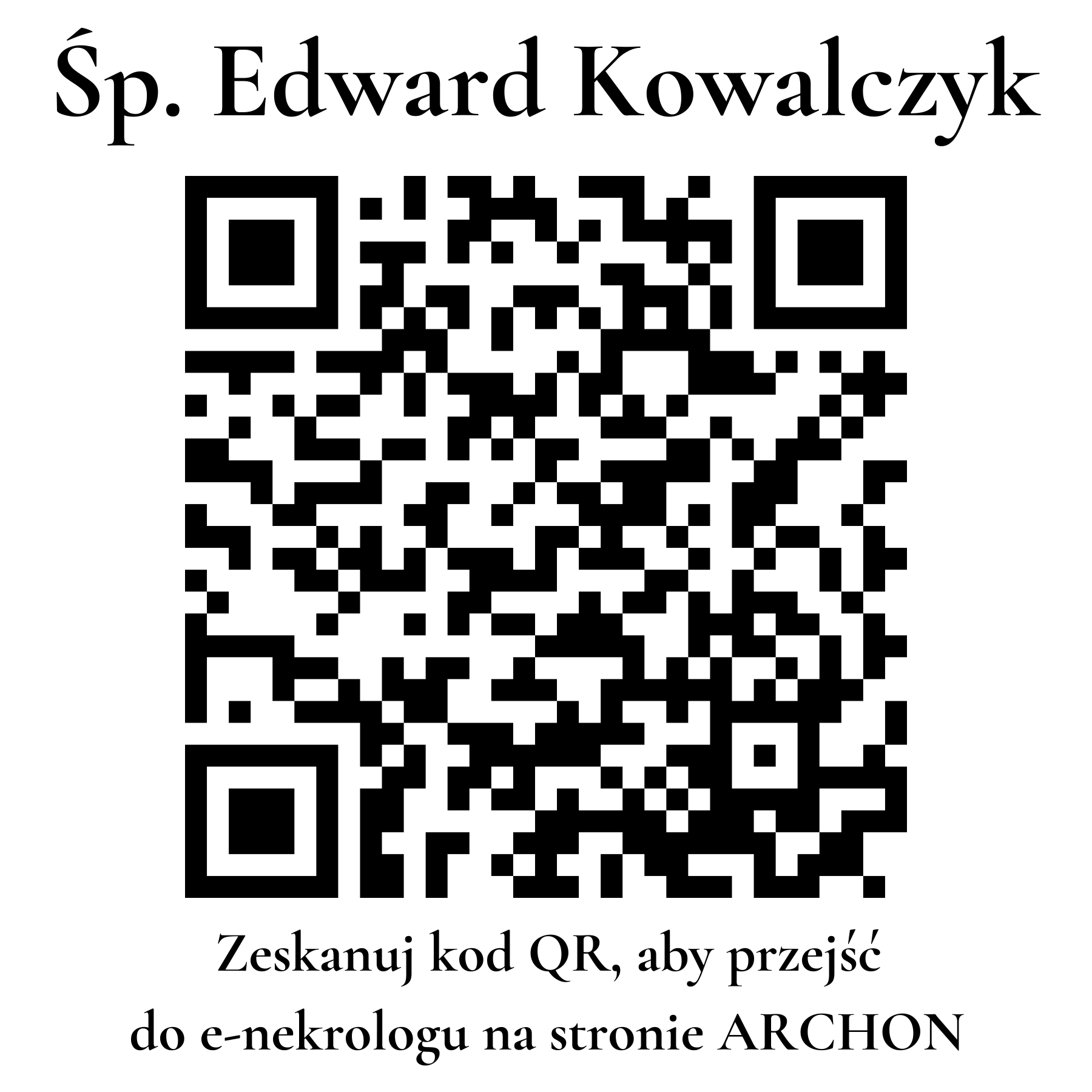 Kod QR do nekrologu Edward Kowalczyk Kod QR do nekrologu Edward Kowalczyk