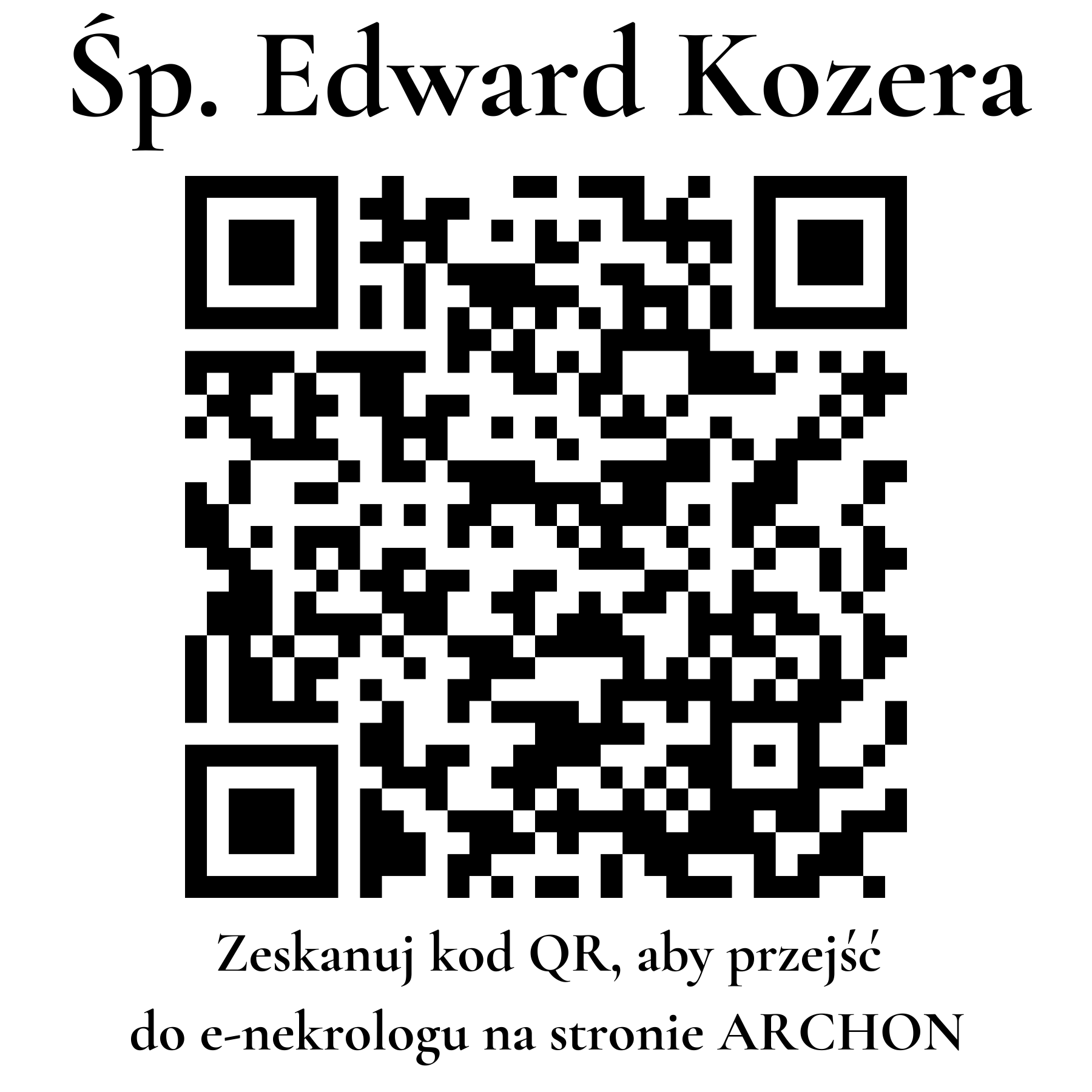Kod QR do nekrologu Edward Kozera