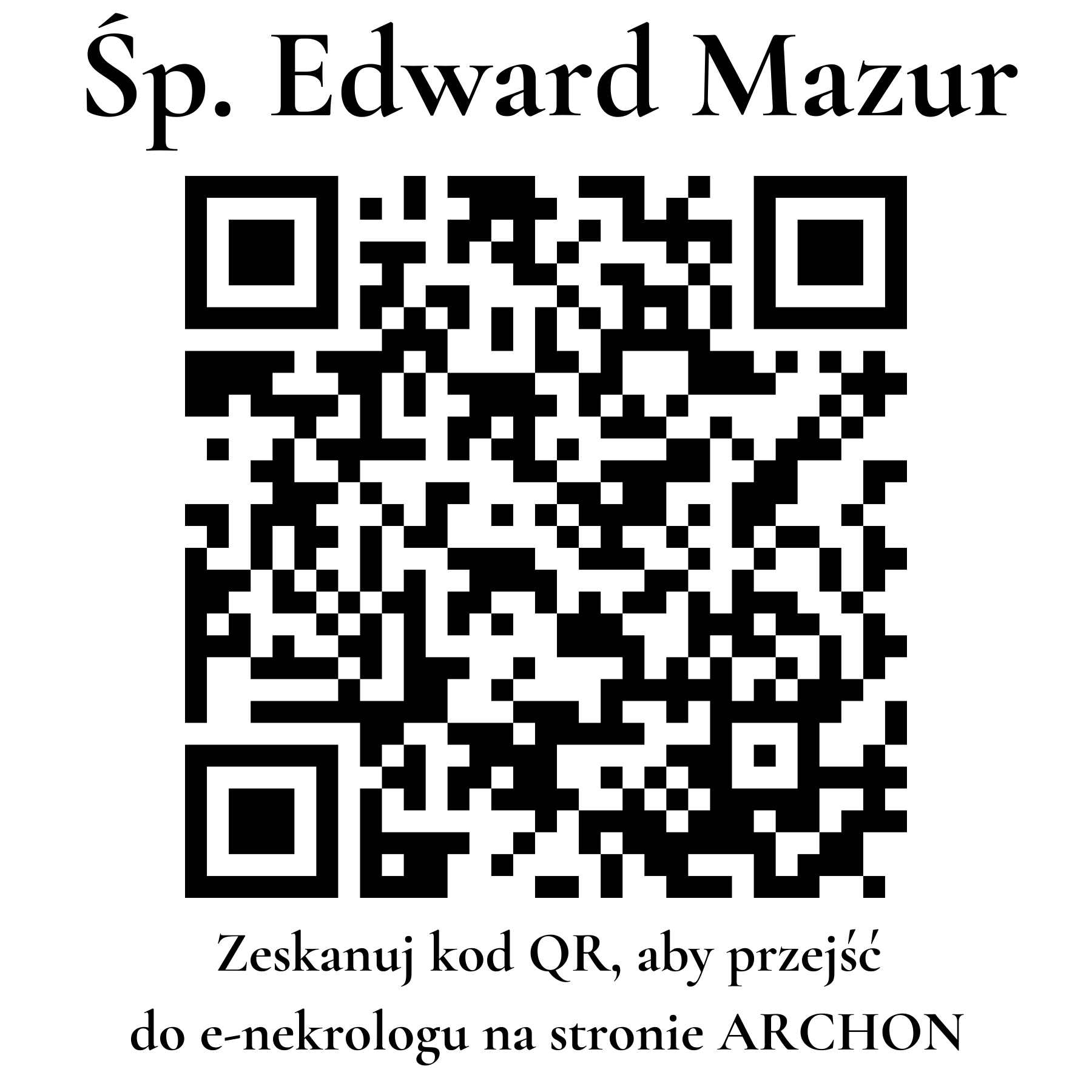 Kod QR do nekrologu Edward Mazur Kod QR do nekrologu Edward Mazur