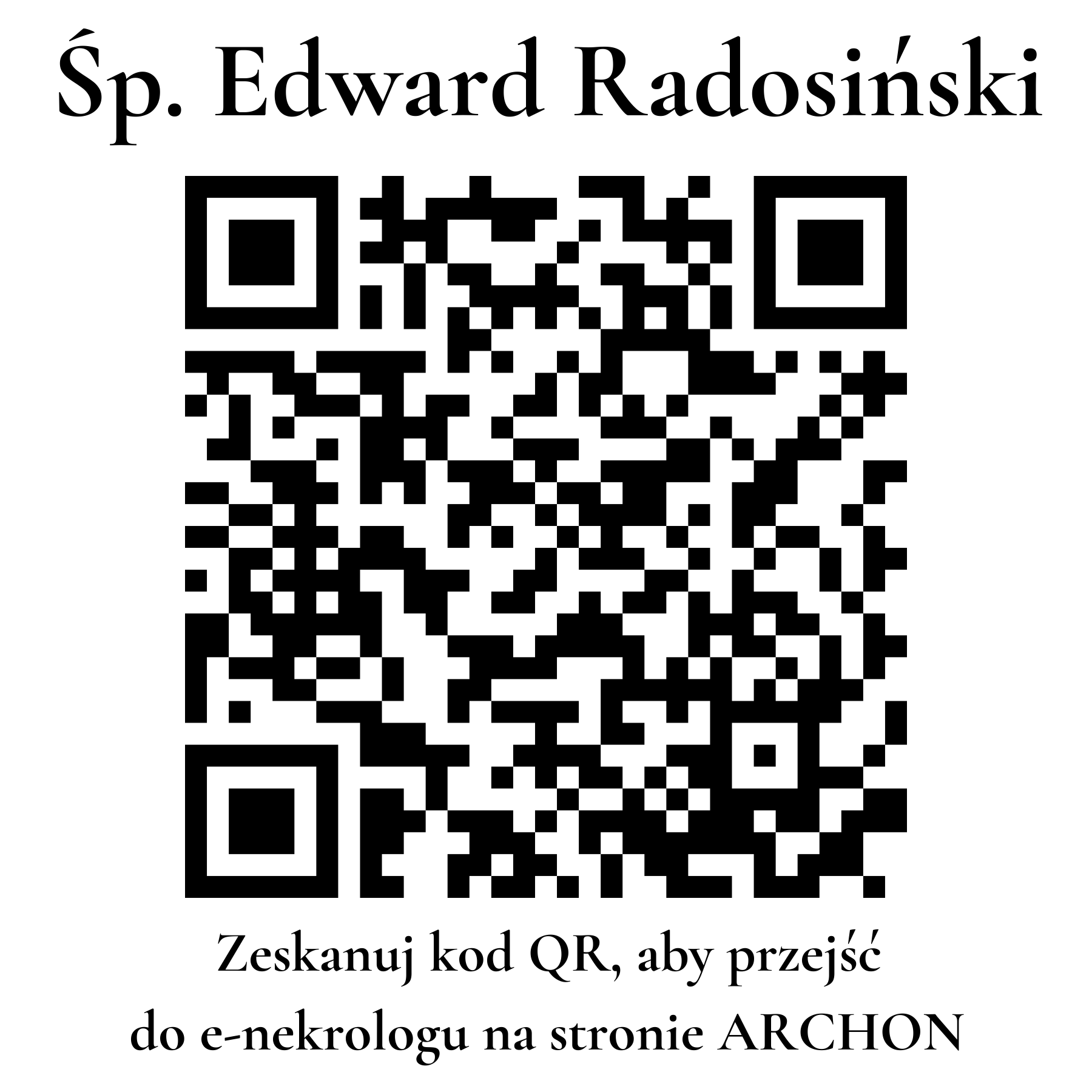 Kod QR do nekrologu Edward Radosiński