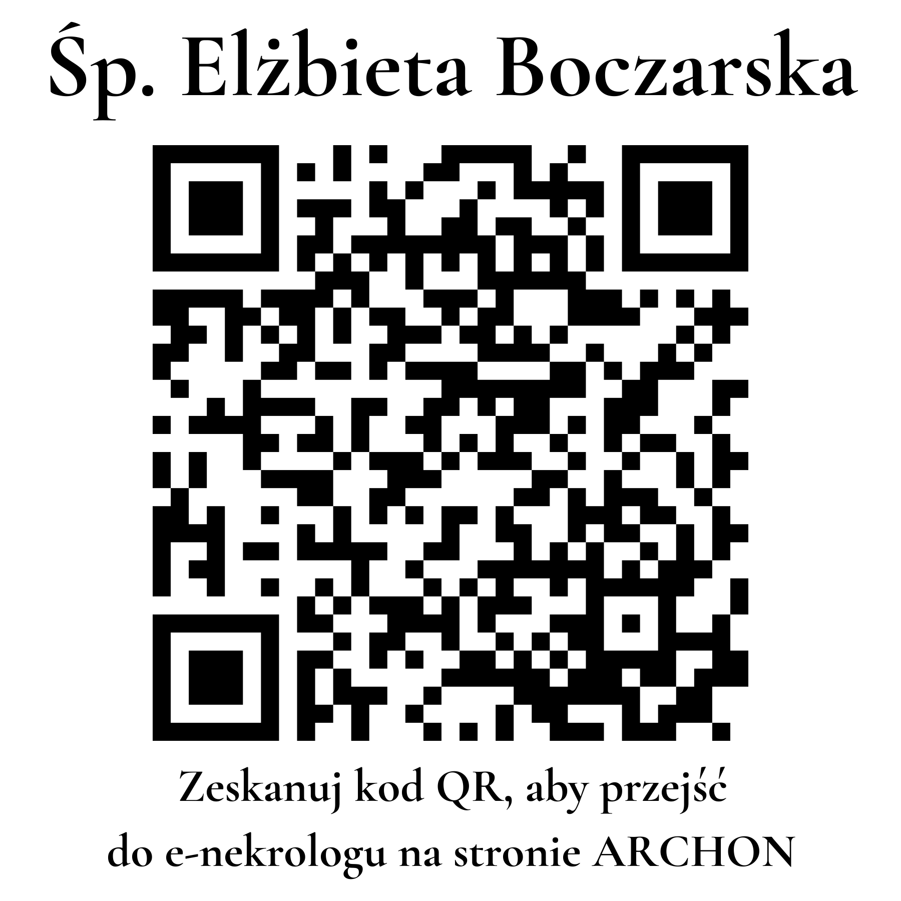 Kod QR do nekrologu Elżbieta Boczarska
