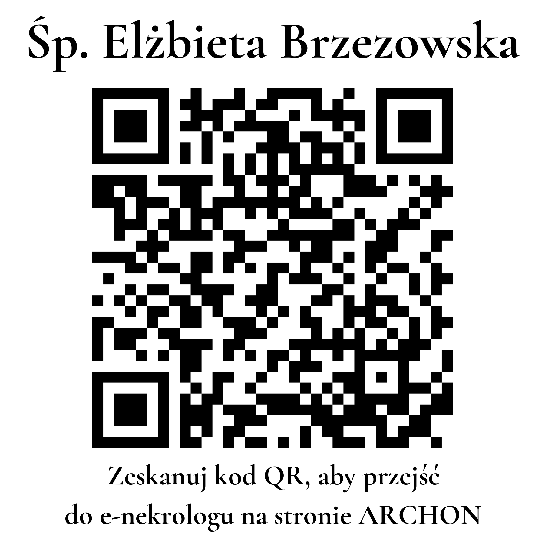 Kod QR do nekrologu Elżbieta Brzezowska