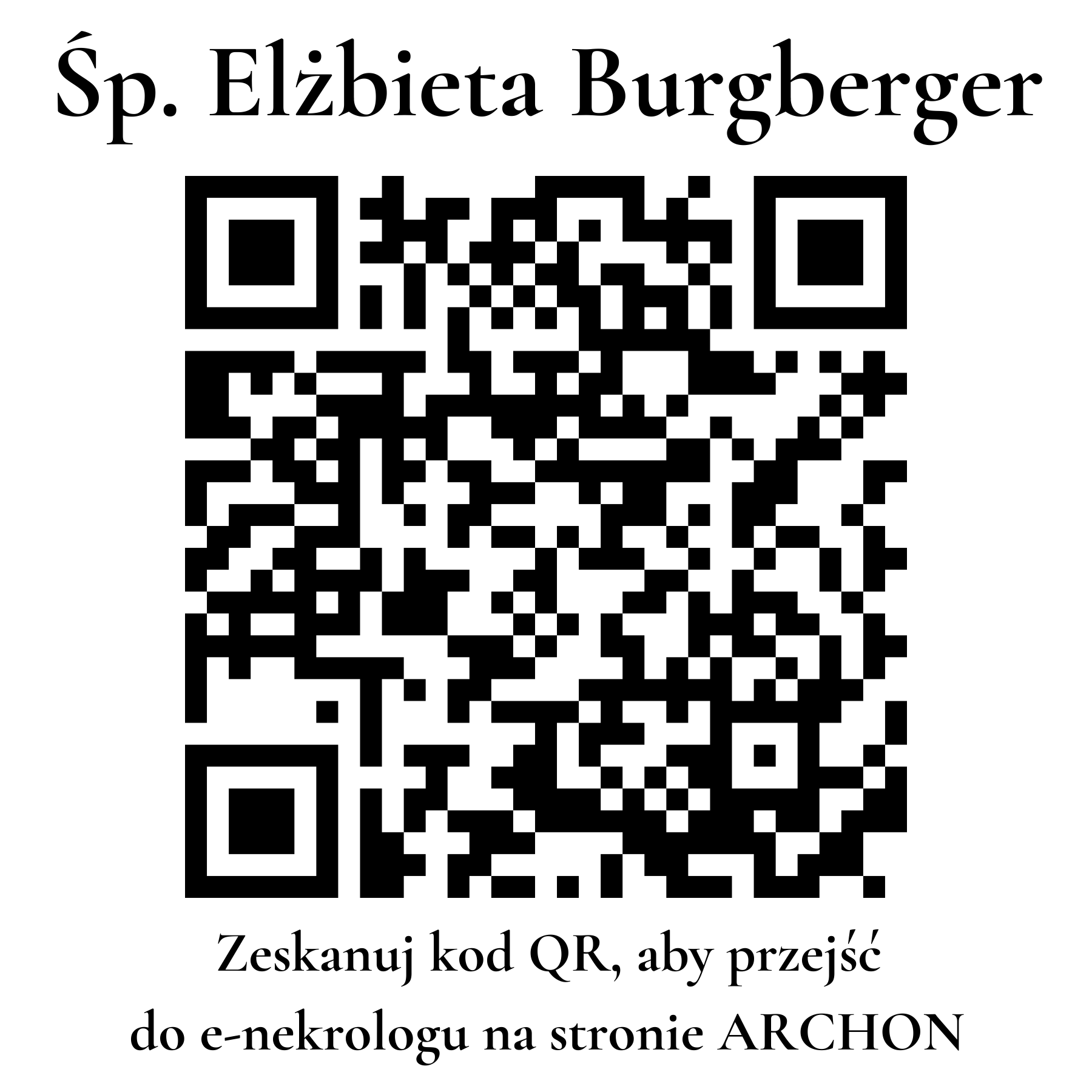 Kod QR do nekrologu Elżbieta Burgberger