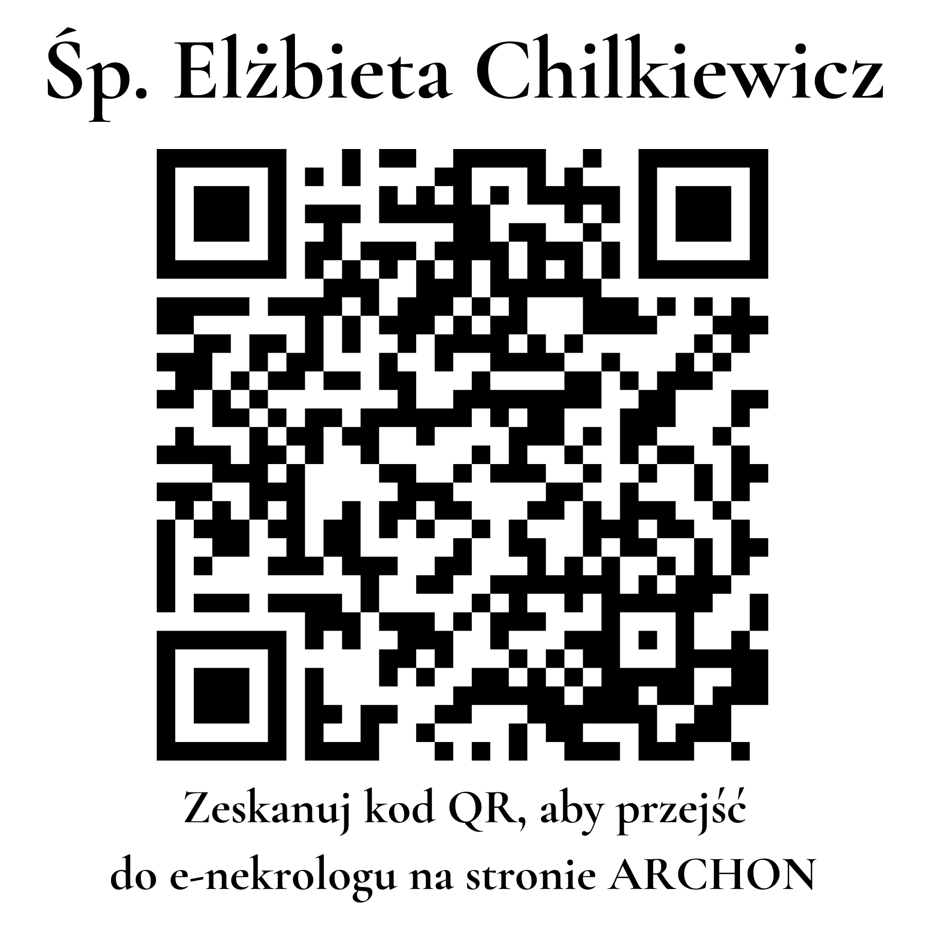 Kod QR do nekrologu Elżbieta Chilkiewicz