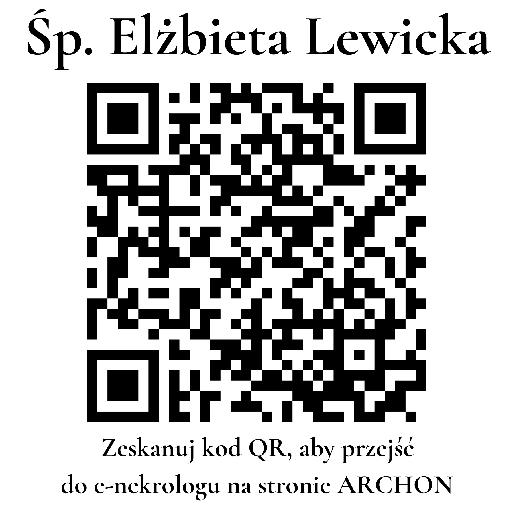 Kod QR do nekrologu Elżbieta Lewicka