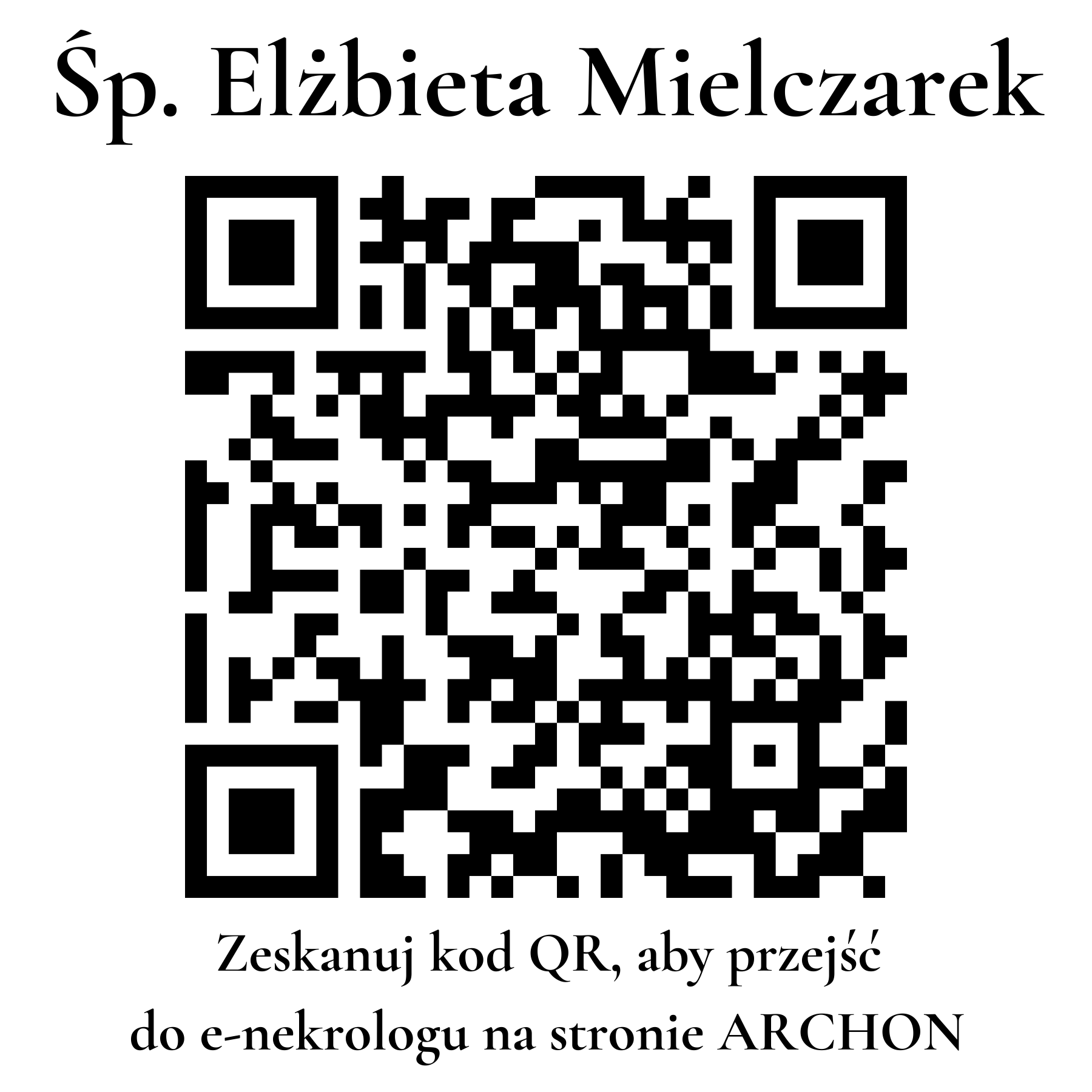 Kod QR do nekrologu Elżbieta Mielczarek
