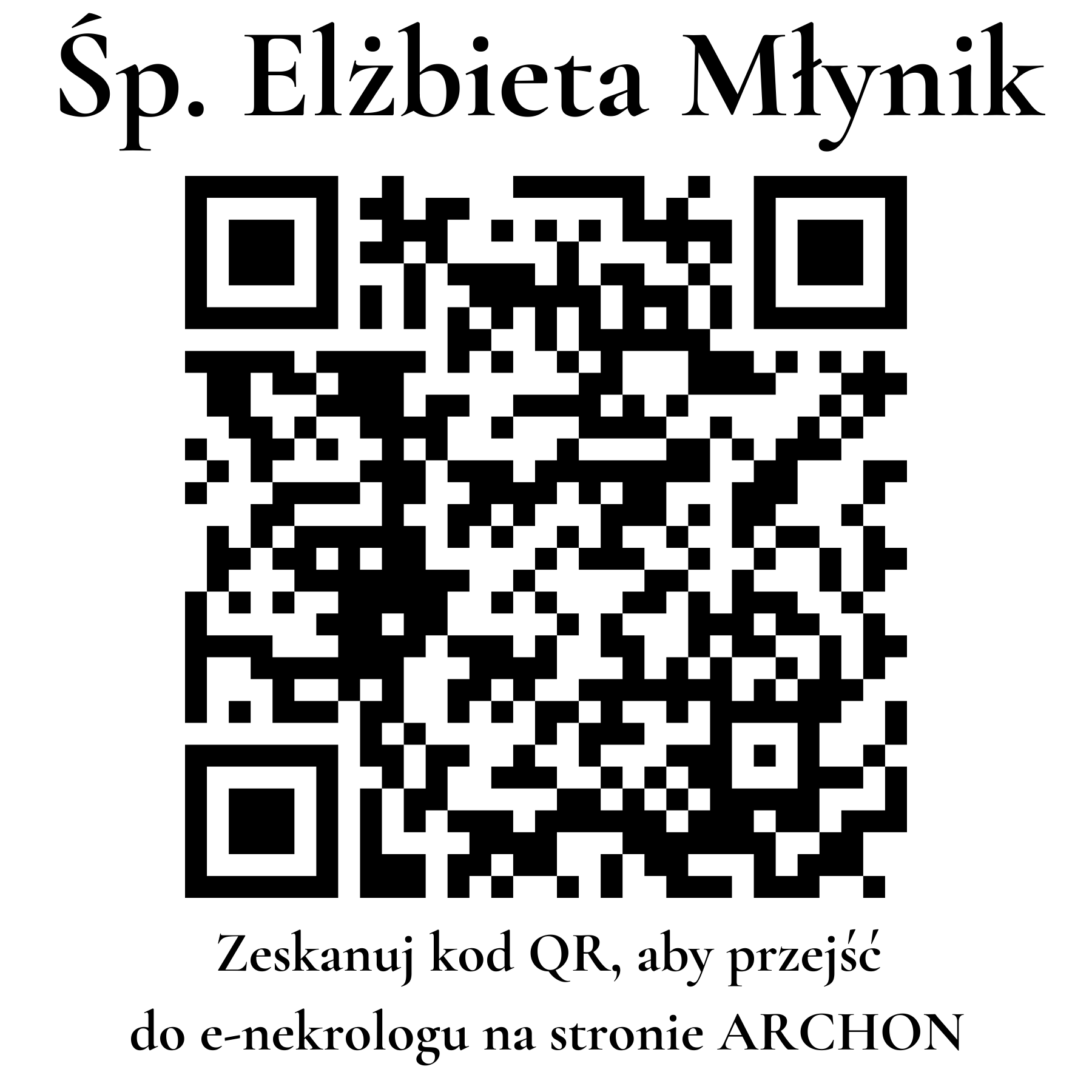 Kod QR do nekrologu Elżbieta Młynik