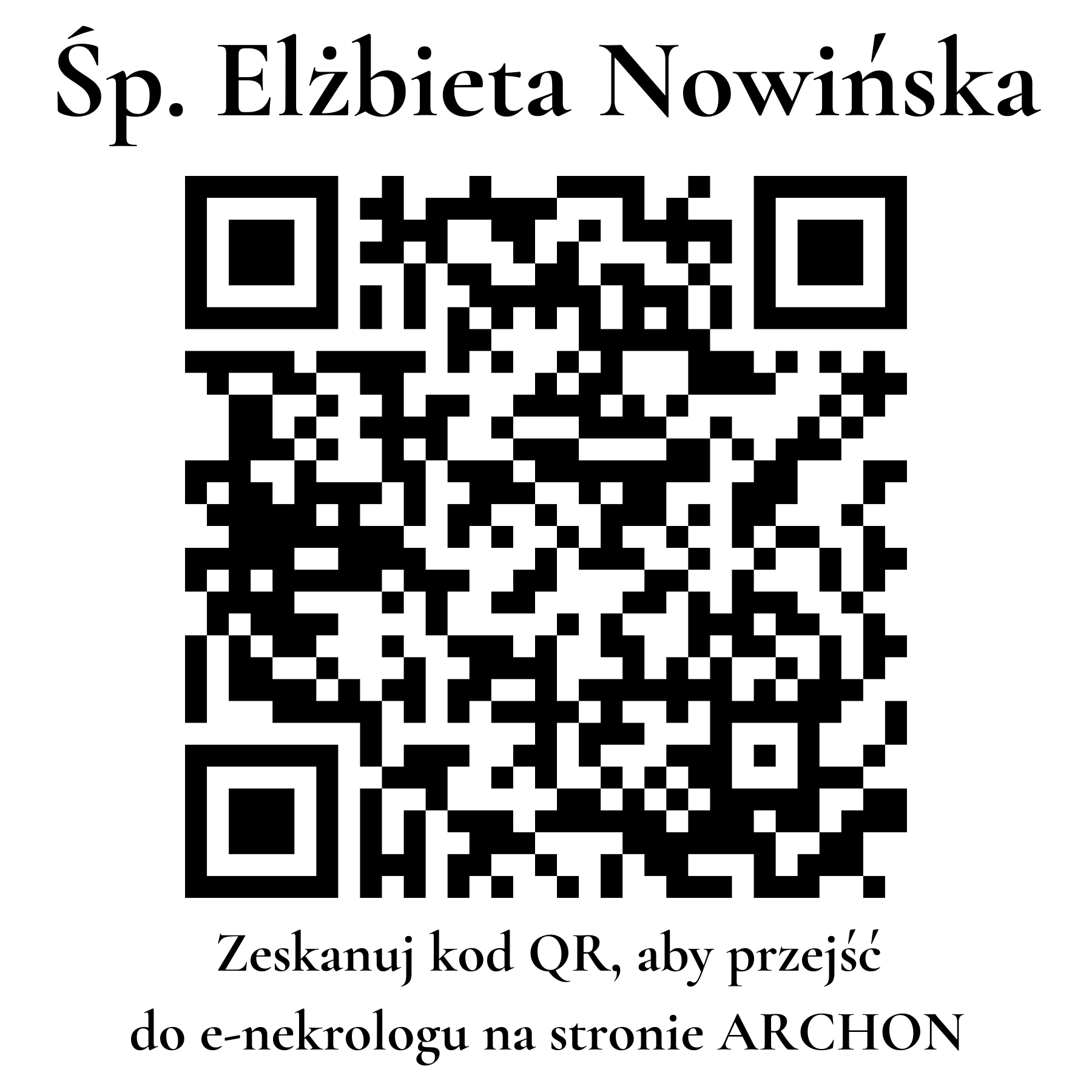 Kod QR do nekrologu Elżbieta Nowińska