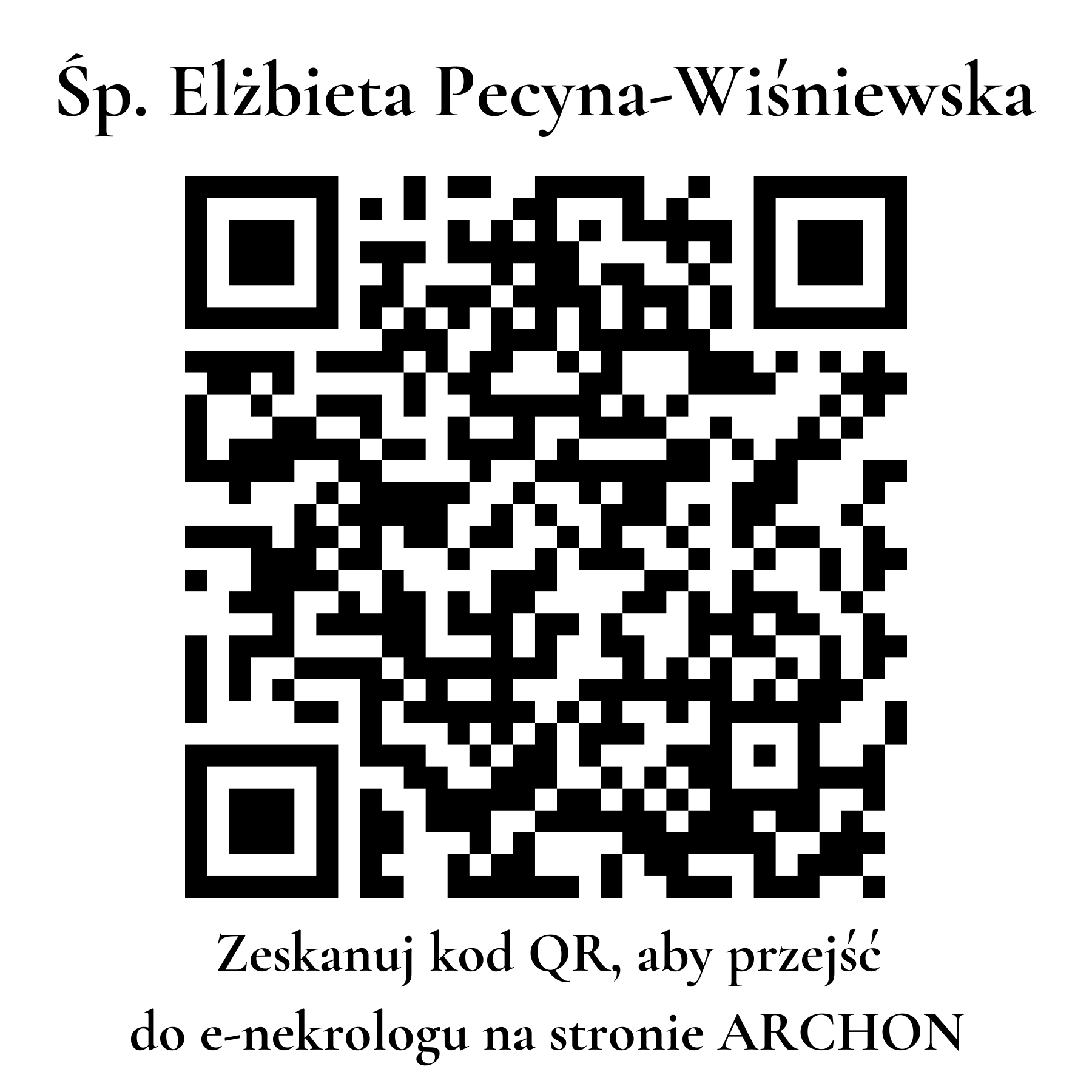 Kod QR do nekrologu Elżbieta Pecyna-Wiśniewska