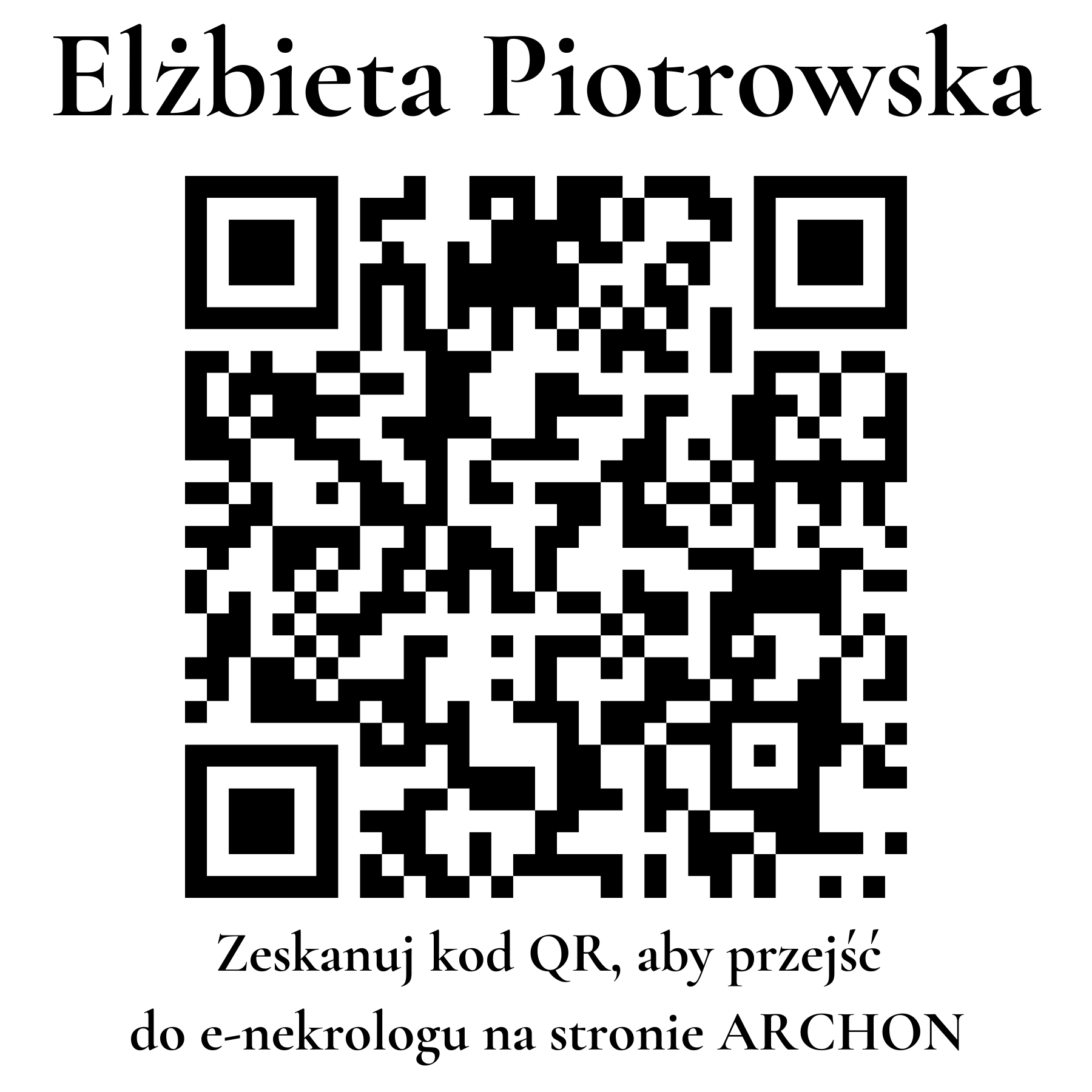 Kod QR do nekrologu Elżbieta Piotrowska