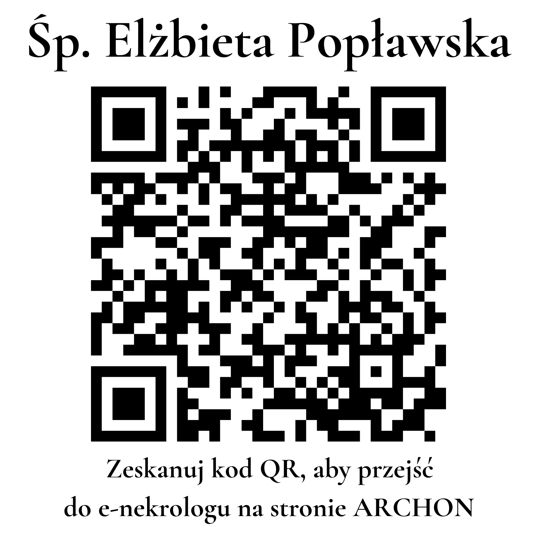 Kod QR do nekrologu Elżbieta Popławska