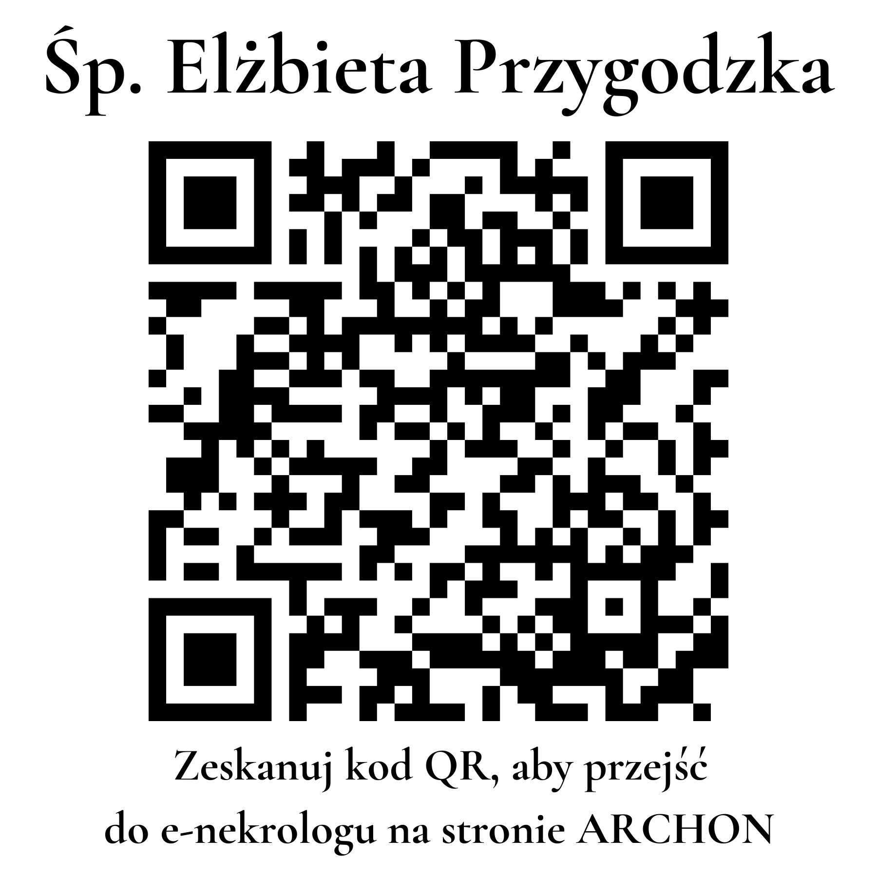 Kod QR do nekrologu Elżbieta Przygodzka