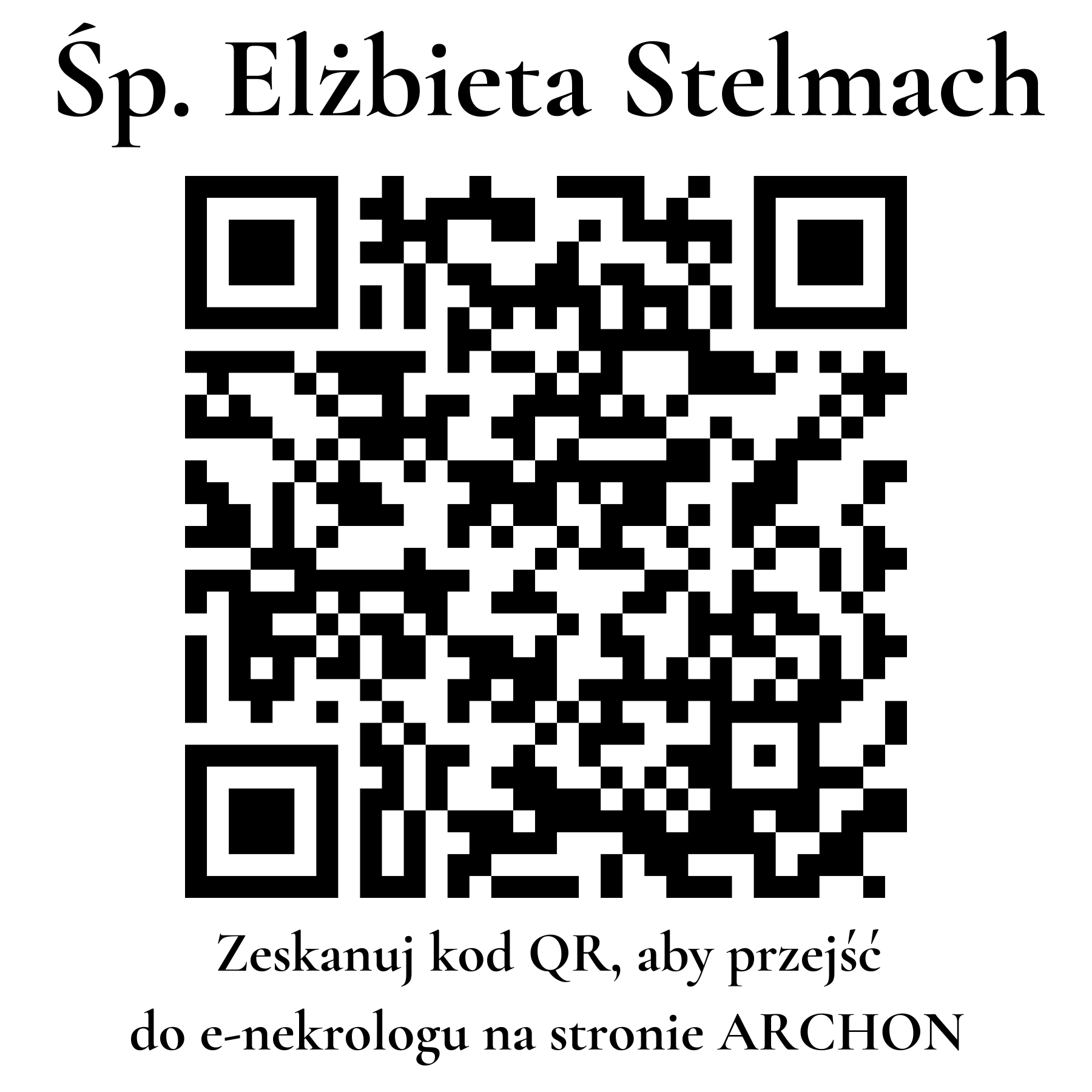 Kod QR do nekrologu Elżbieta Stelmach