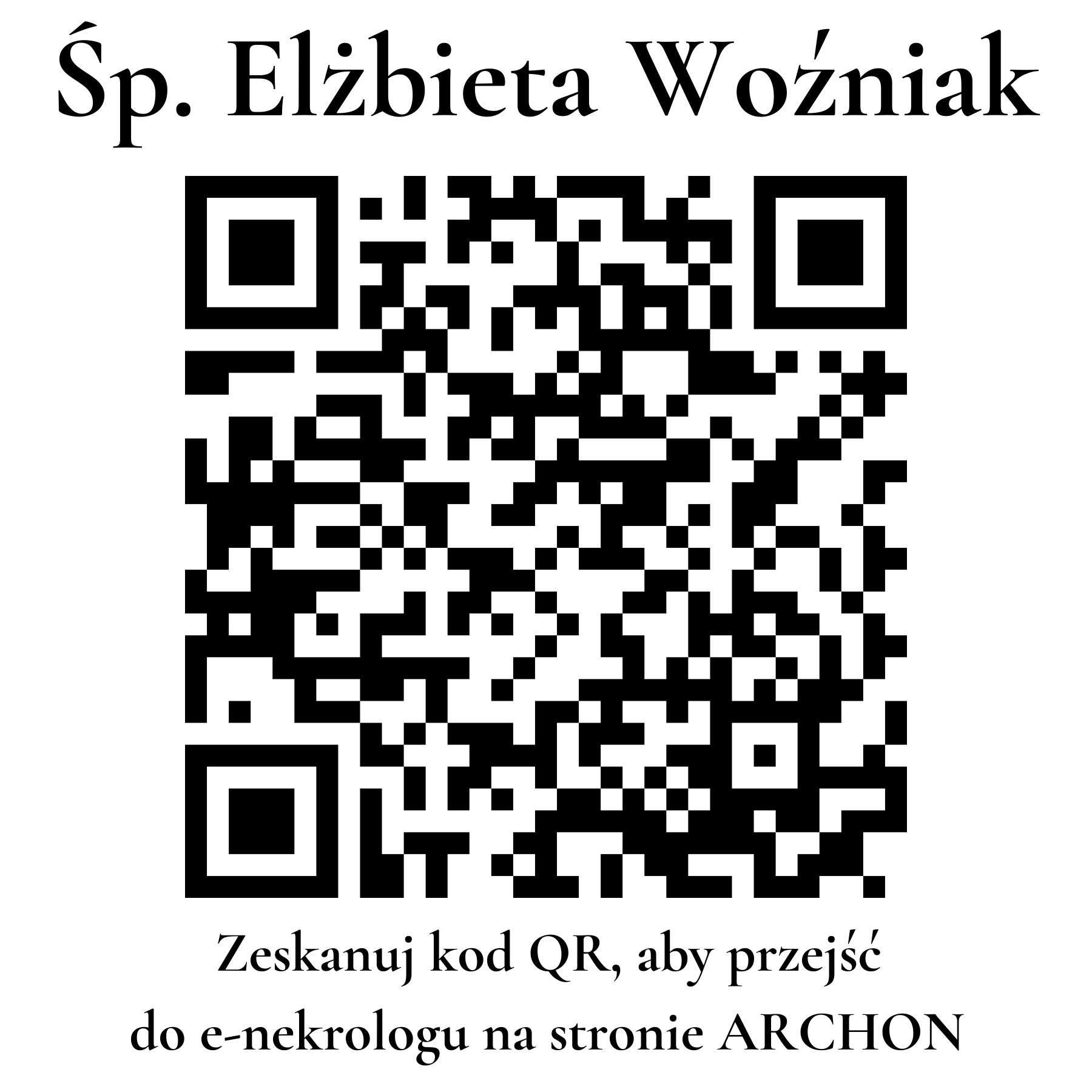 Kod QR do nekrologu Elżbieta Woźniak