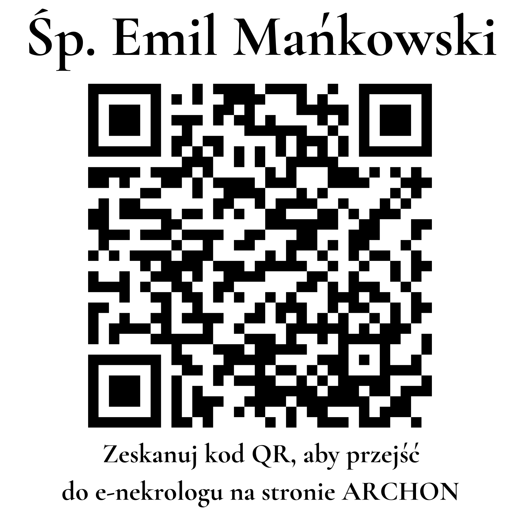 Kod QR do nekrologu Emil Mańkowski