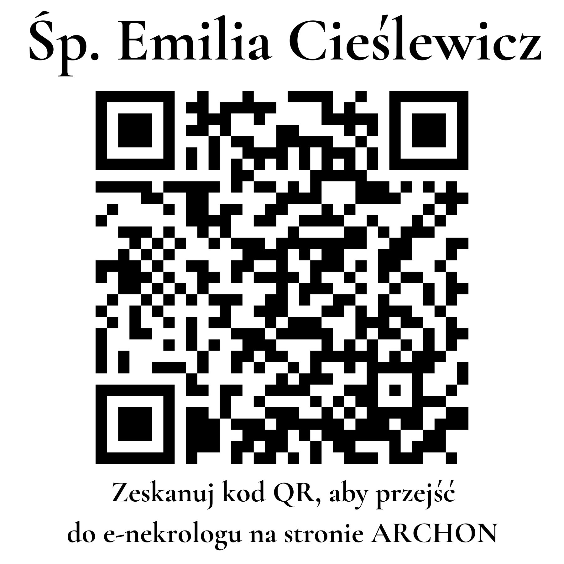 Kod QR do nekrologu Emilia Cieślewicz