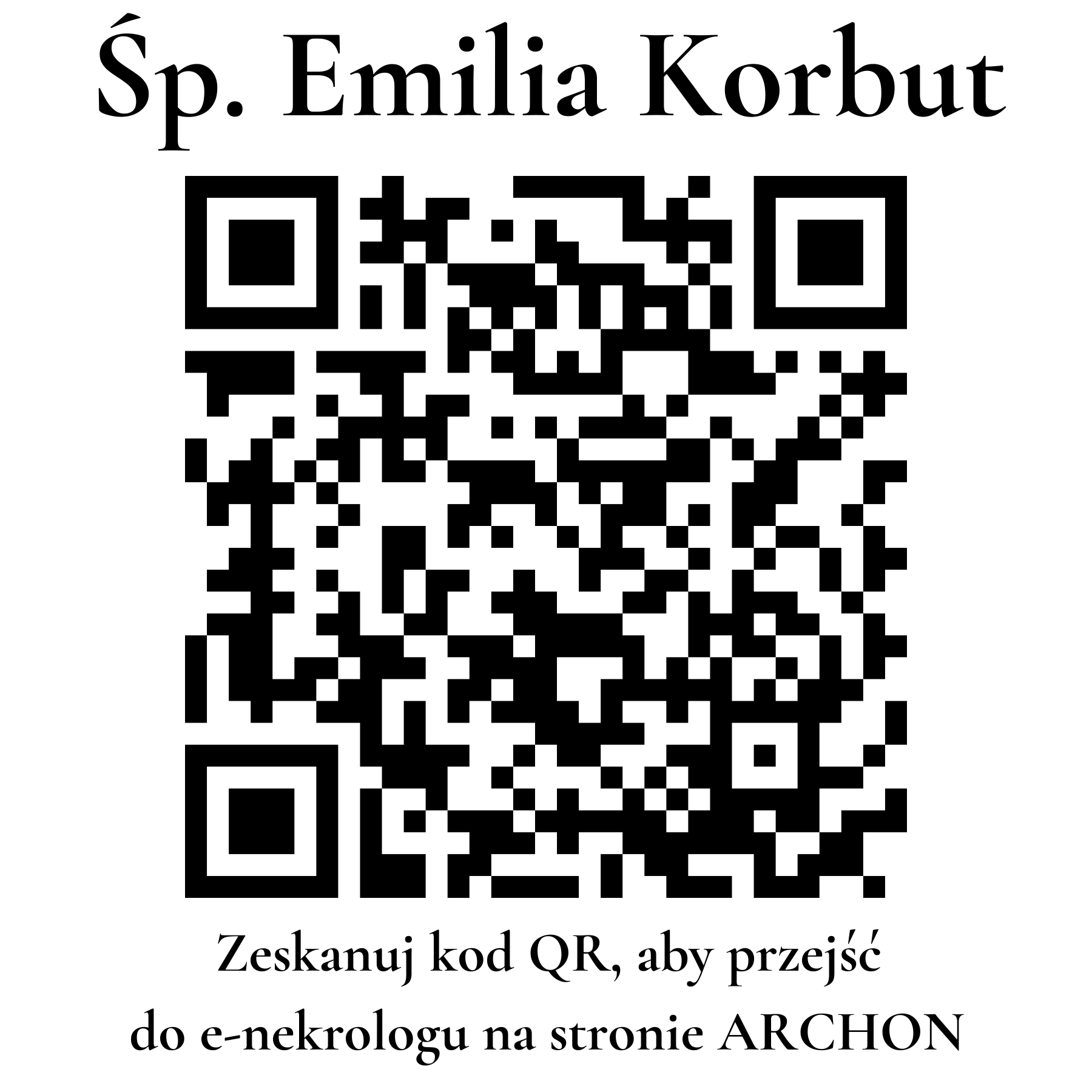 Kod QR do nekrologu Emilia Korbut