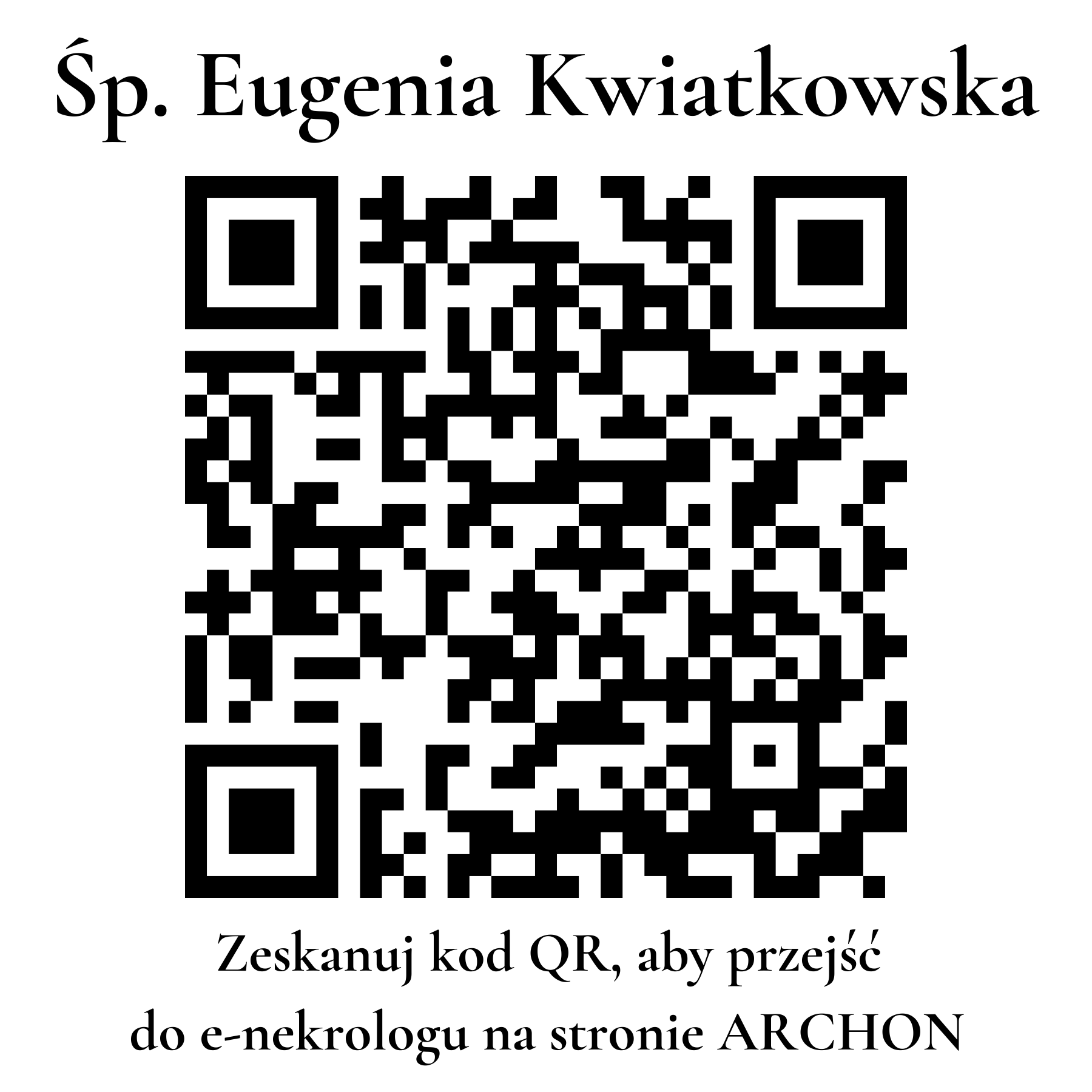 Kod QR do nekrologu Eugenia Kwiatkowska