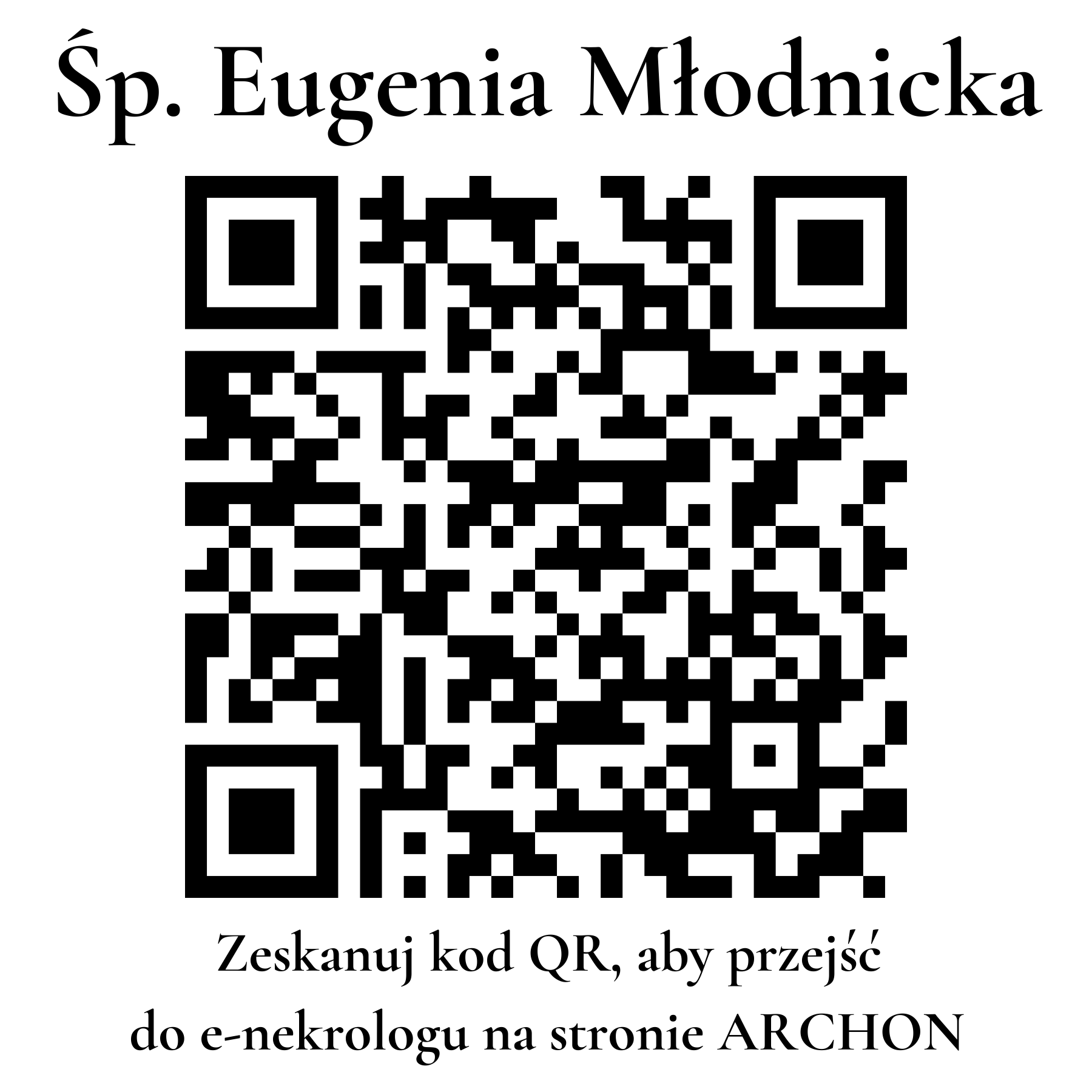 Kod QR do nekrologu Eugenia Młodnicka Kod QR do nekrologu Eugenia Młodnicka