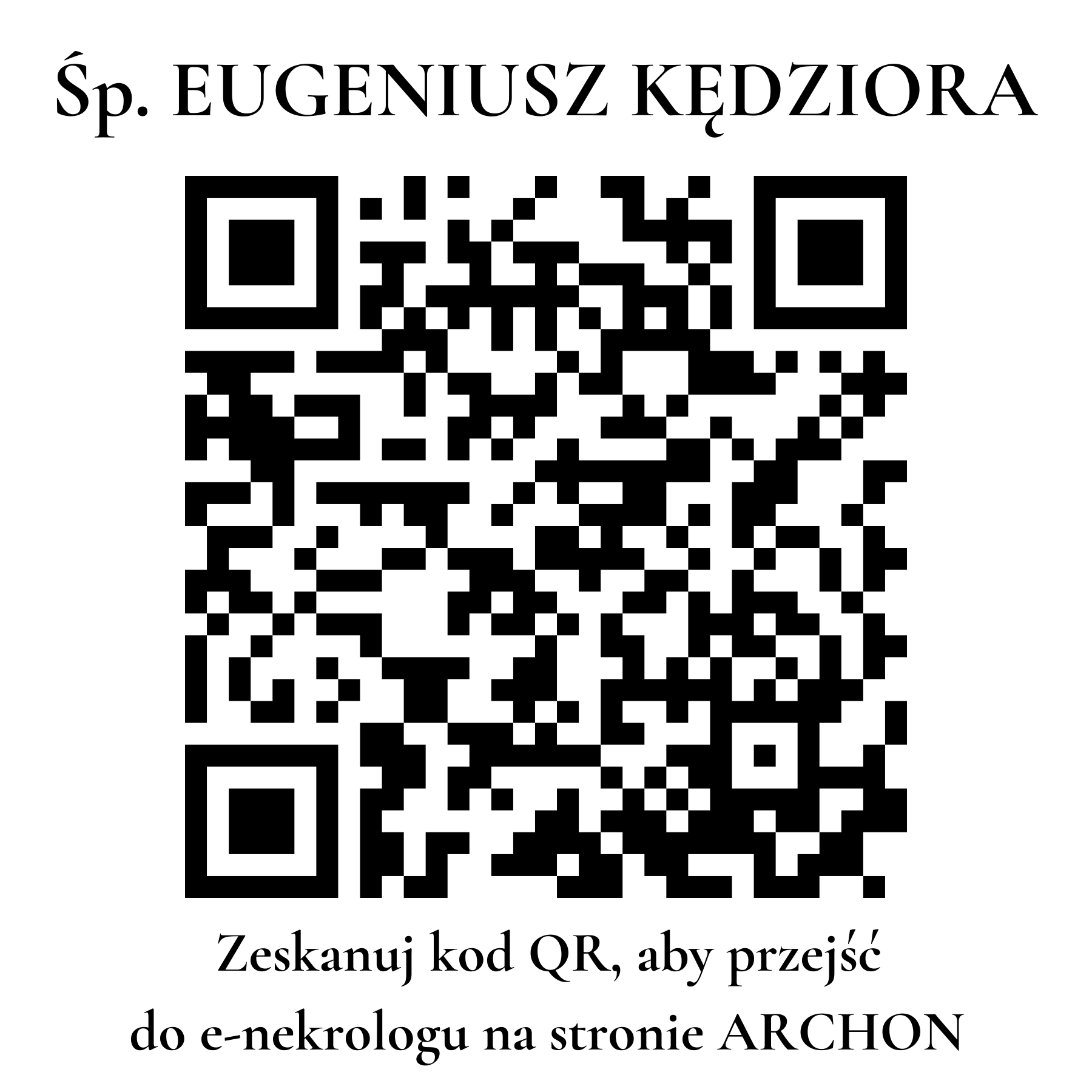 Kod QR do nekrologu EUGENIUSZ KĘDZIORA