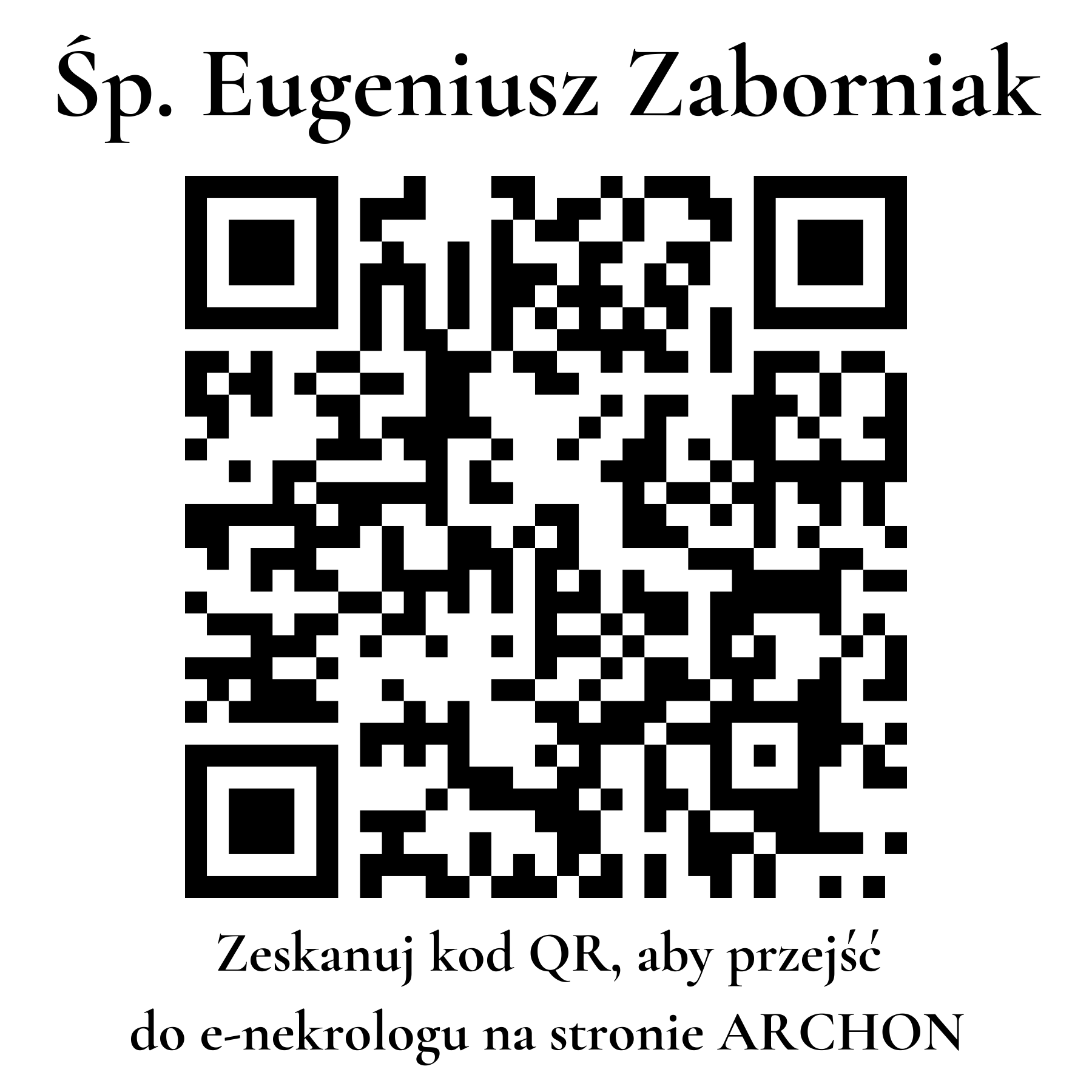 Kod QR do nekrologu Eugeniusz Zaborniak