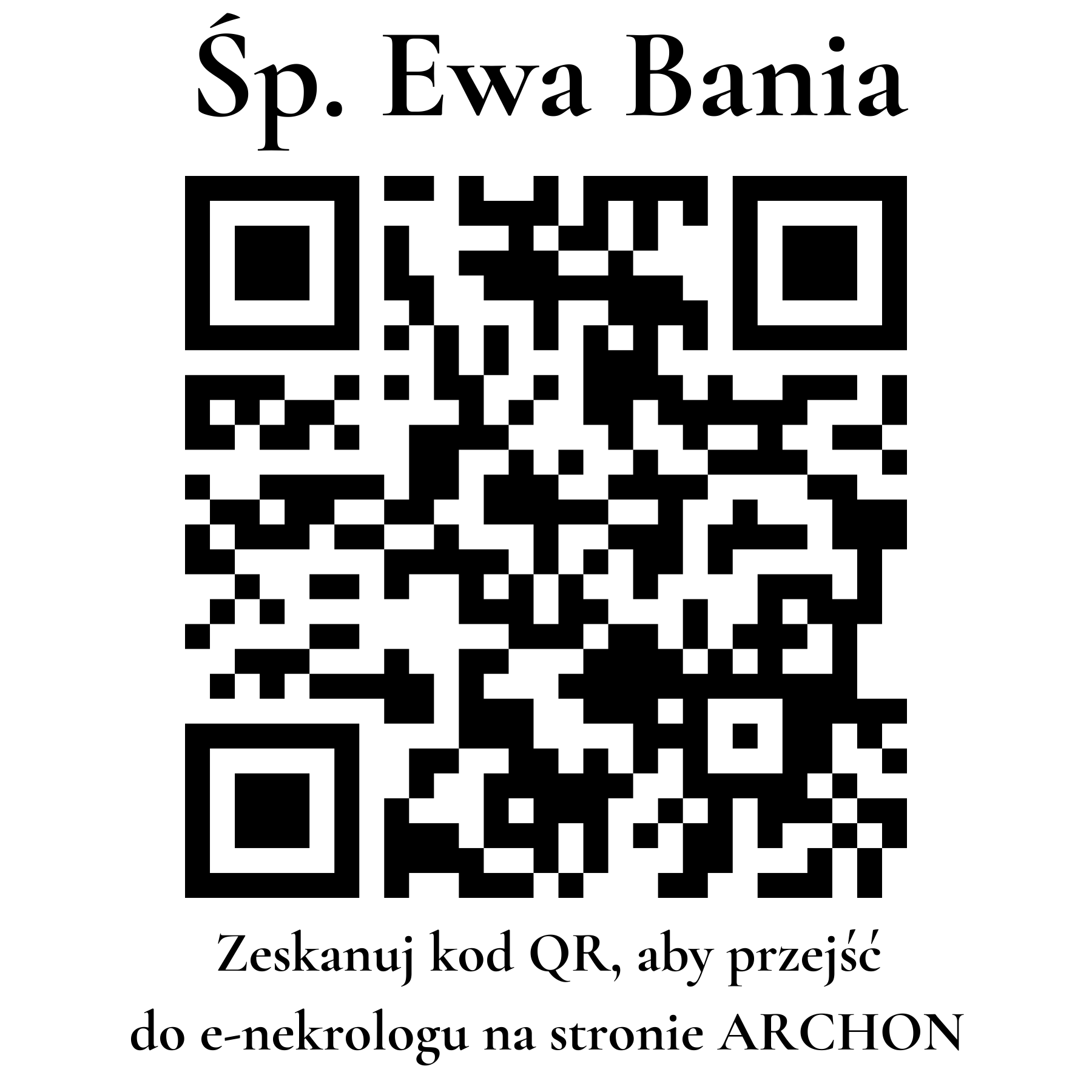Kod QR do nekrologu Ewa Bania