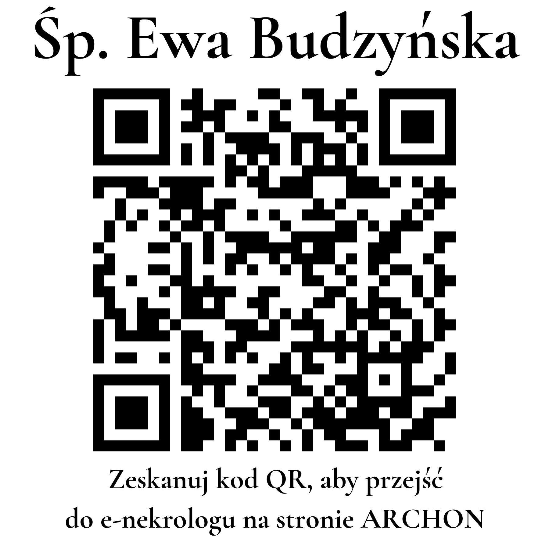 Kod QR do nekrologu Ewa Budzyńska