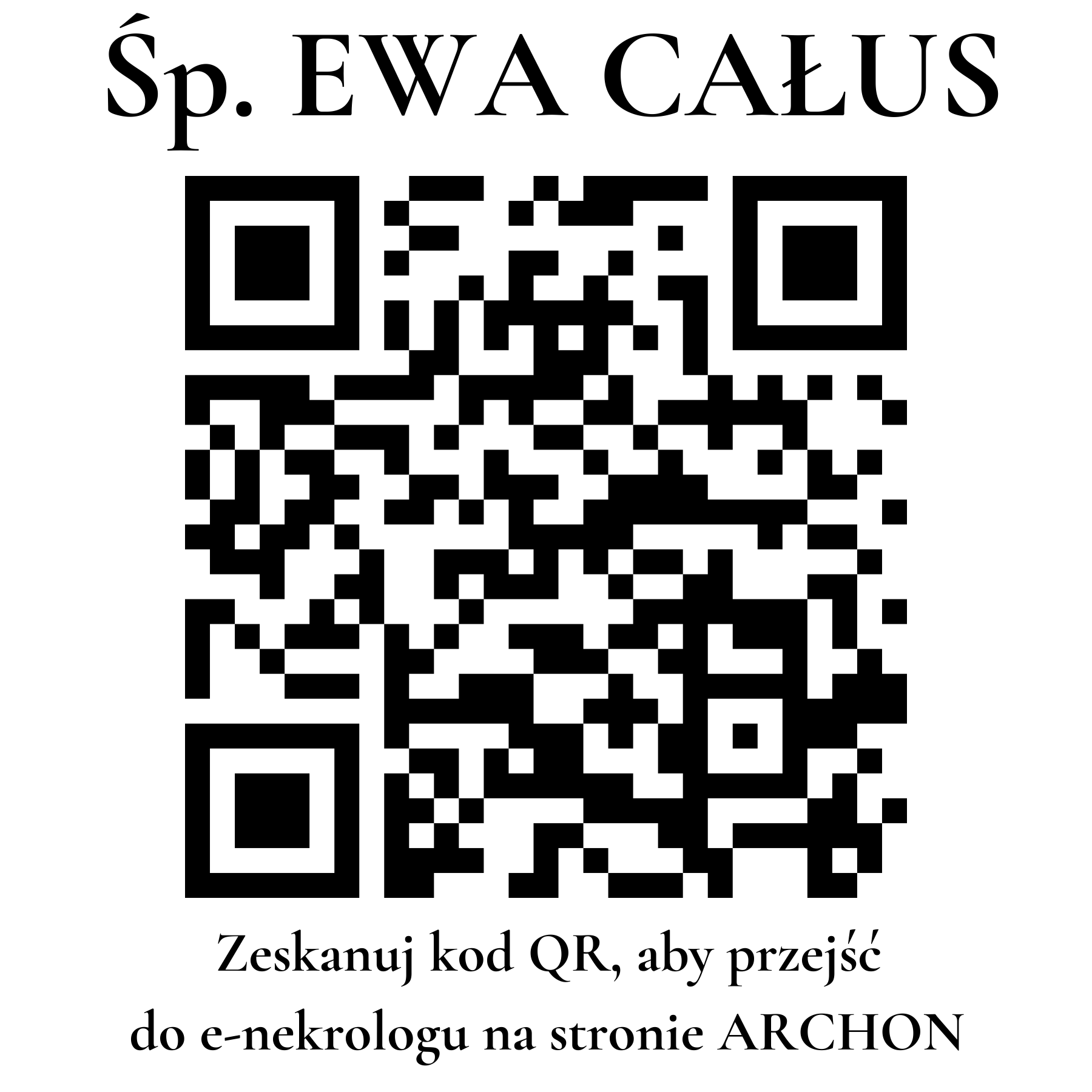 Kod QR do nekrologu EWA CAŁUS