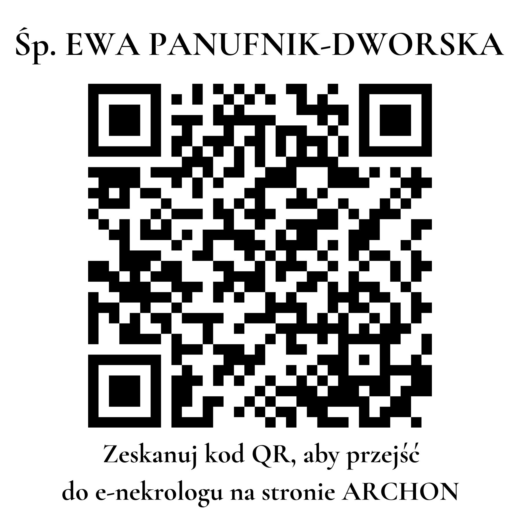 Kod QR do nekrologu EWA PANUFNIK-DWORSKA