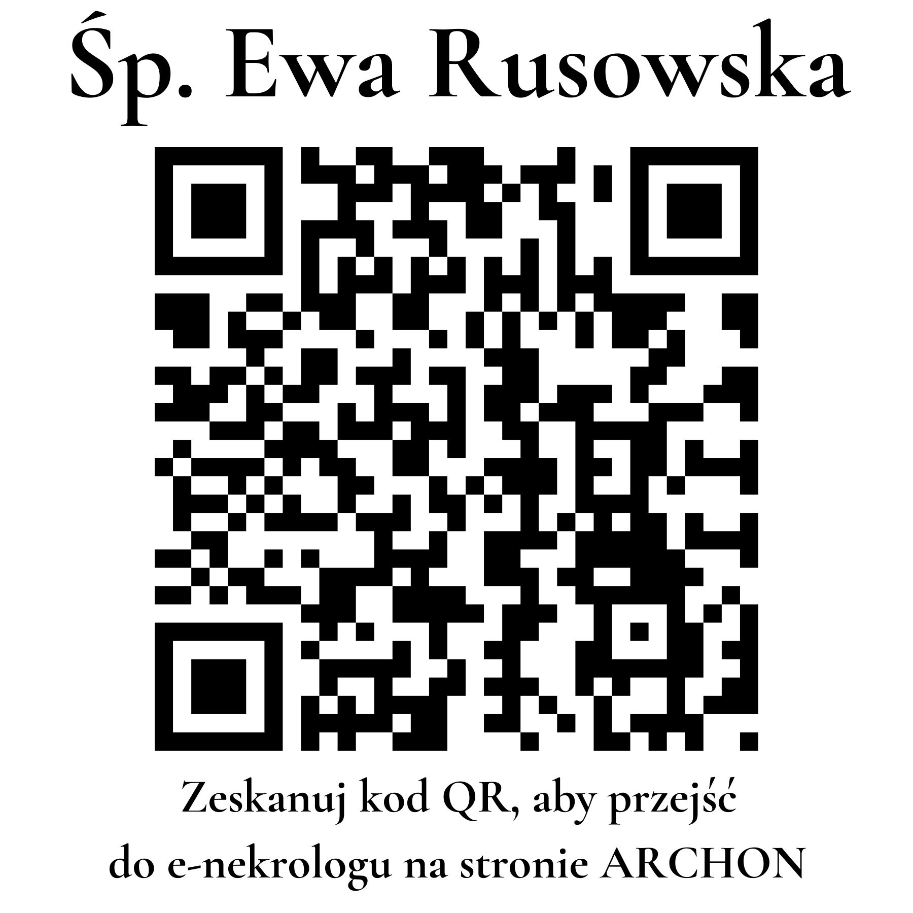 Kod QR do nekrologu Ewa Rusowska