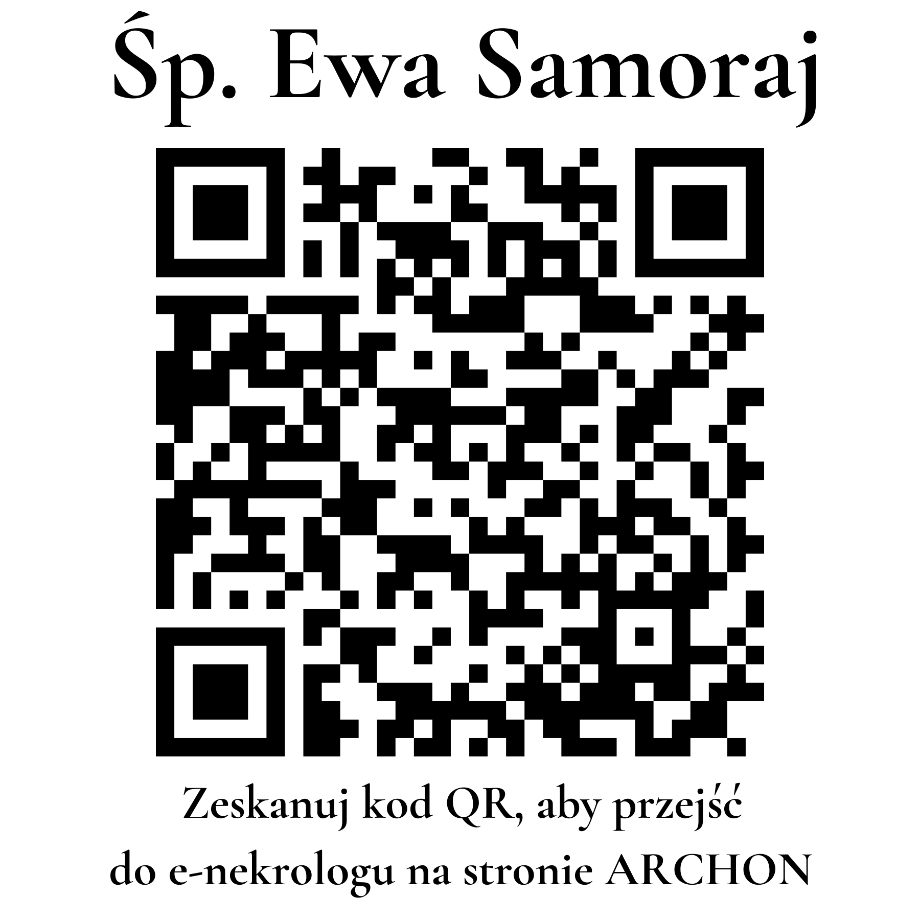 Kod QR do nekrologu Ewa Samoraj Kod QR do nekrologu Ewa Samoraj